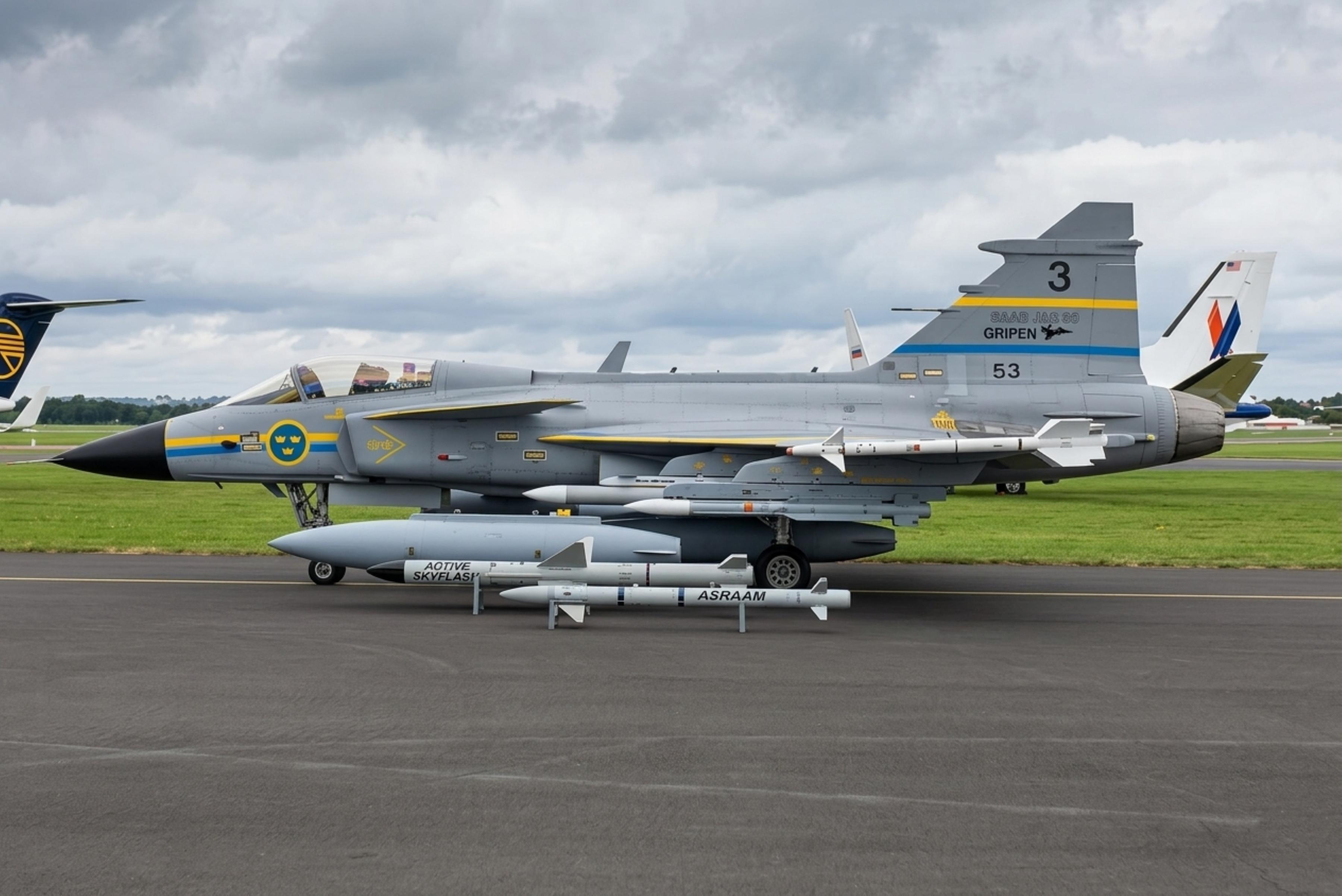 37446 @ EGLF - 37816 Saab Viggen RSwedAF SBAC 09.92.jpg - by PhilR