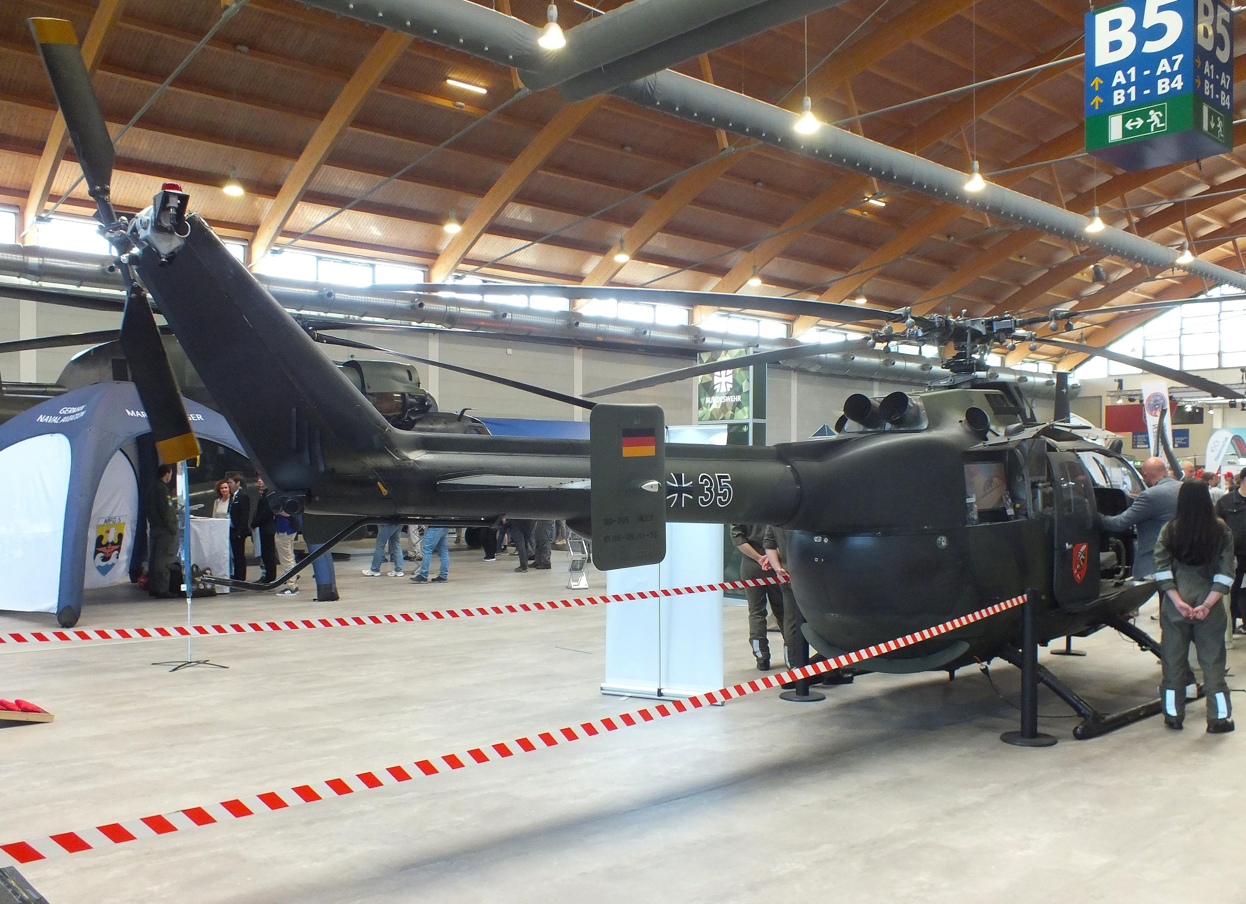 87 35 - MBB Bo-105 (?original markings?, now only used for technical training by the German Armed Forces) at the AERO 2026, Friedrichshafen - by iwarnecke