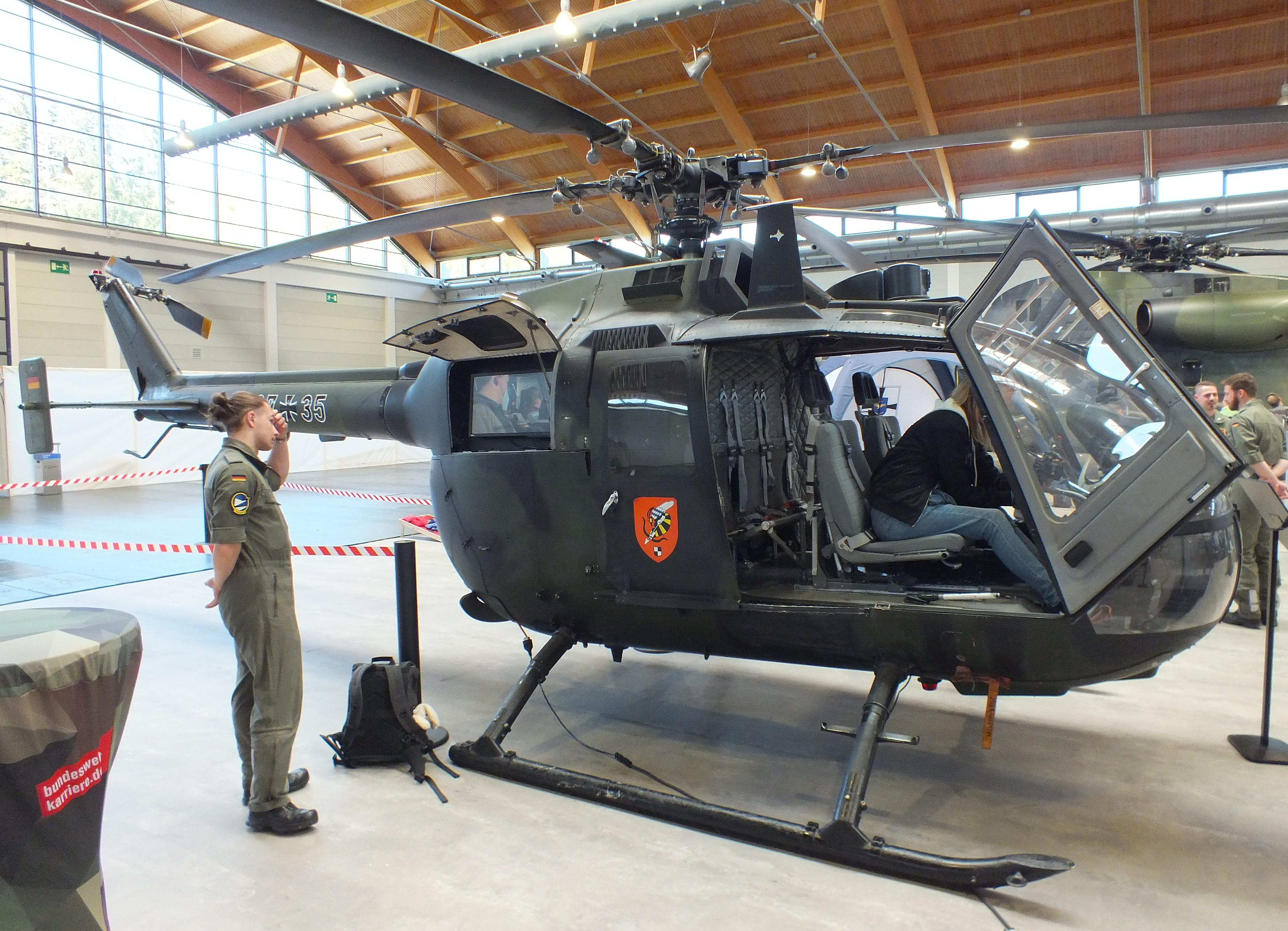 87 35 - MBB Bo-105 (?original markings?, now only used for technical training by the German Armed Forces) at the AERO 2026, Friedrichshafen - by iwarnecke