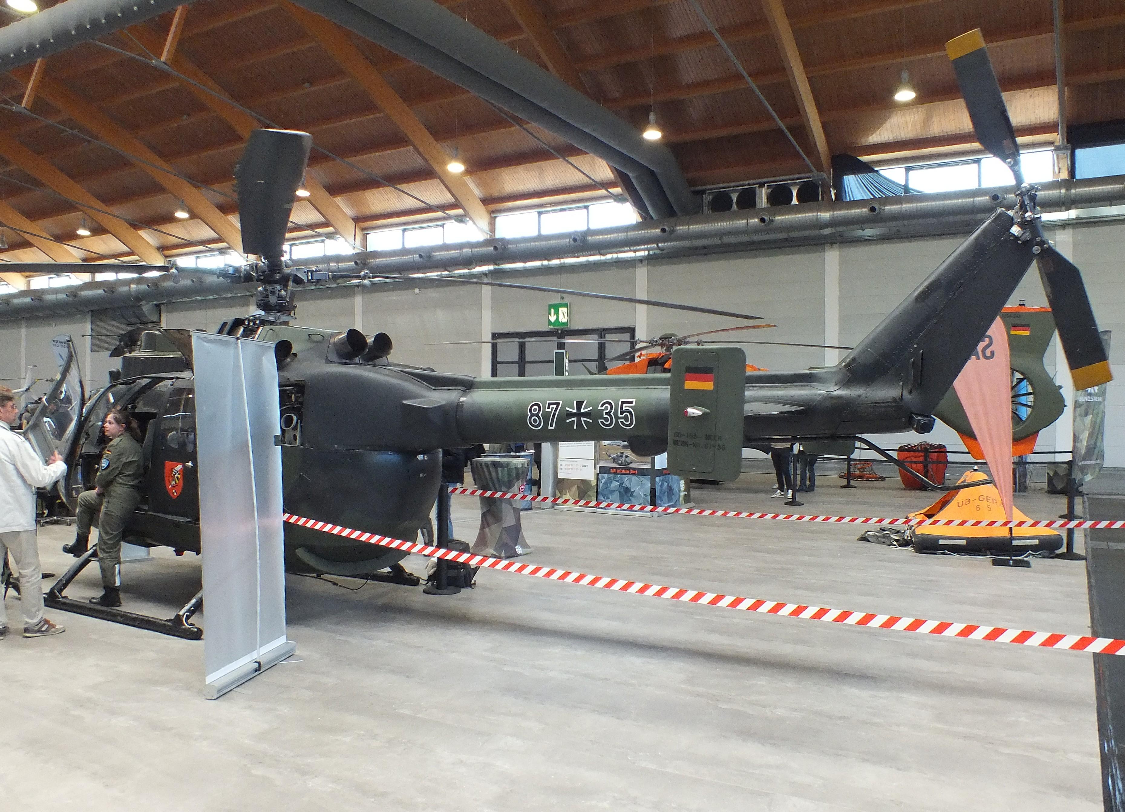 87 35 - MBB Bo-105 (?original markings?, now only used for technical training by the German Armed Forces) at the AERO 2026, Friedrichshafen - by iwarnecke