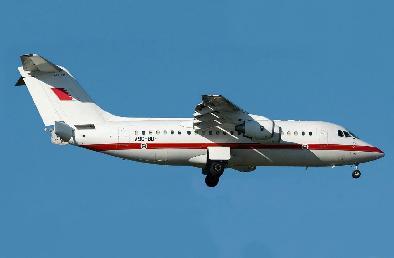 A9C-BDF @ LMML - Bae Avro 146-RJ85 reg A9C-BDF of Bahrain Defence Force on final approach for RW13 landing in Malta. - by raymond