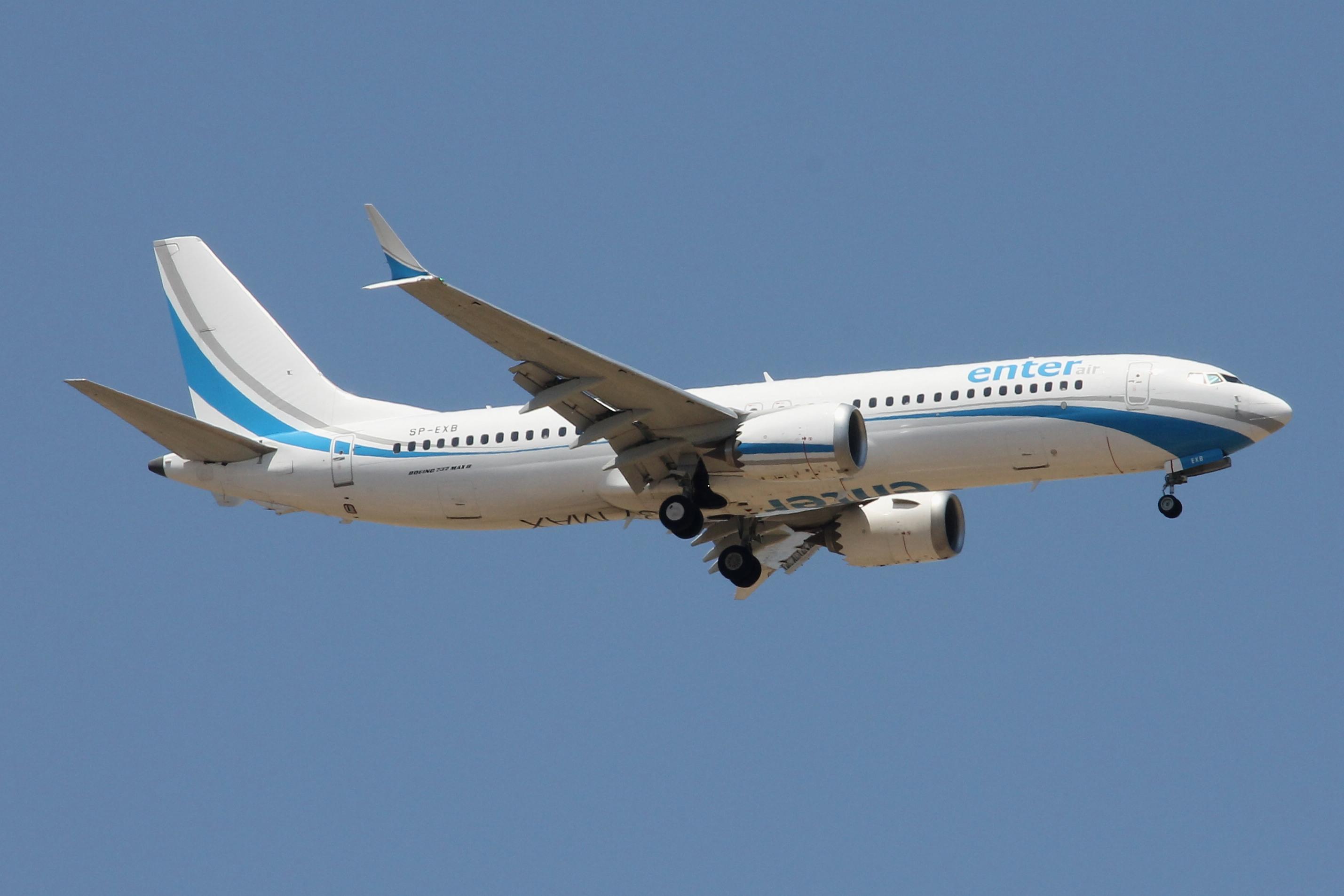 SP-EXB @ LMML - Enter Air Boeing 737-8 MAX reg SP-EXB landing in Malta RW13. - by raymond