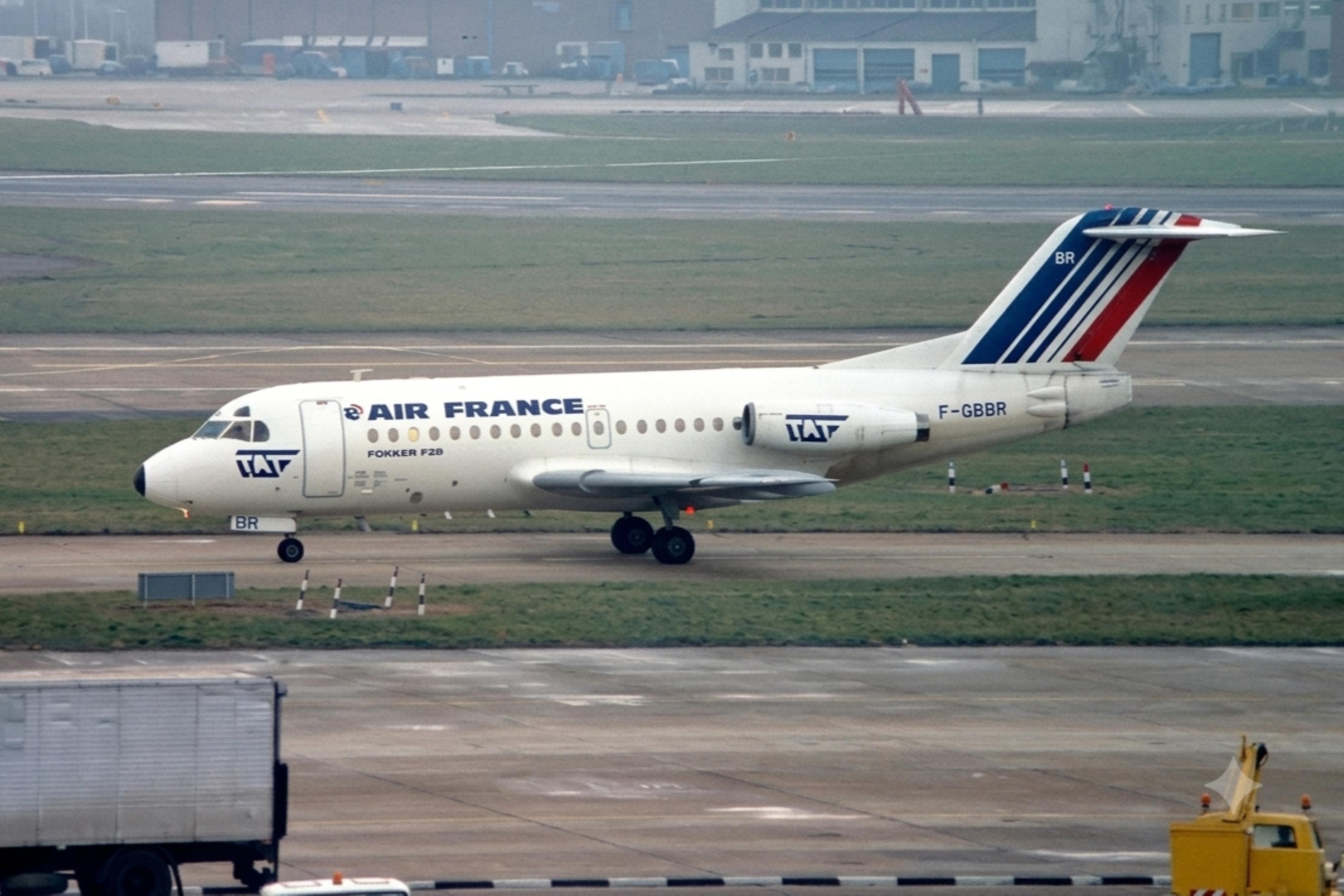F-GBBR @ EGLL - F-GBBR 1972 F28-1000 Air France-TAT LHR  - by PhilR