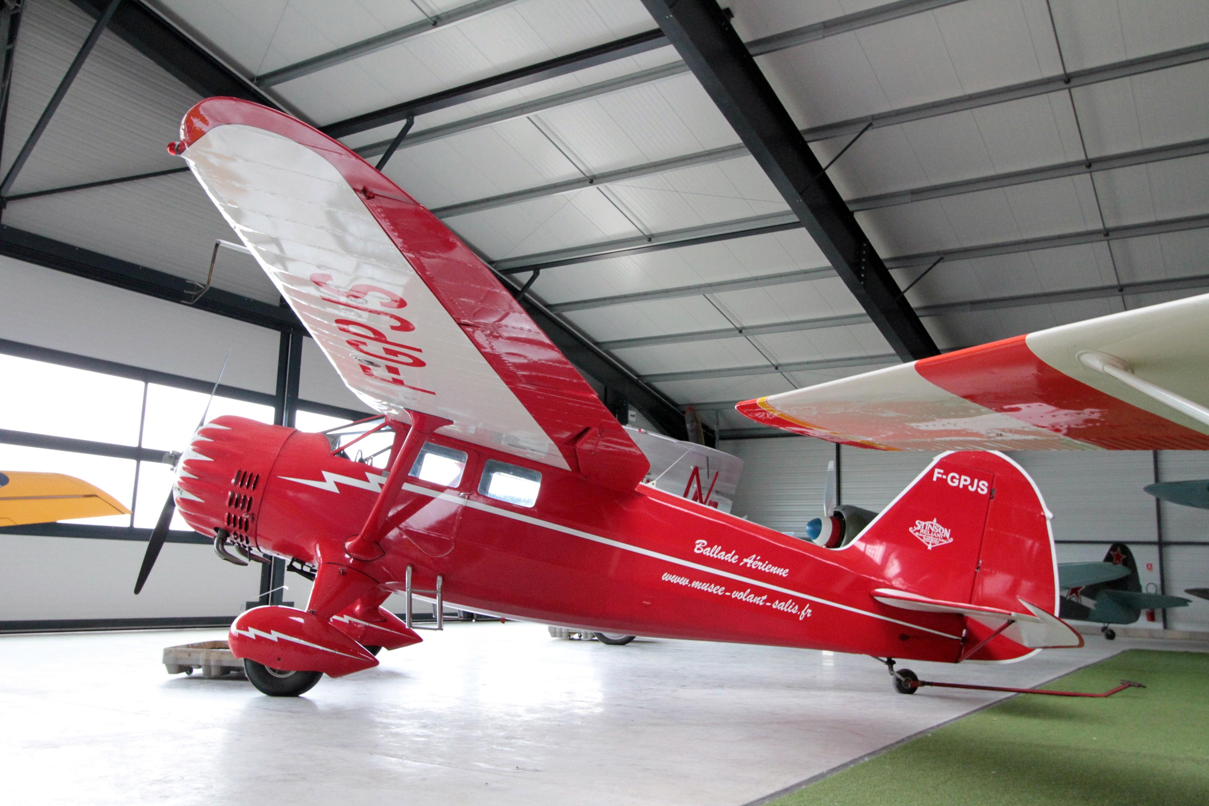 F-GPJS @ LFFFQ - F-GPJS 1937 Stinson SR10C Reliant Amicale Jean Baptiste Salis Cerny  - by PhilR