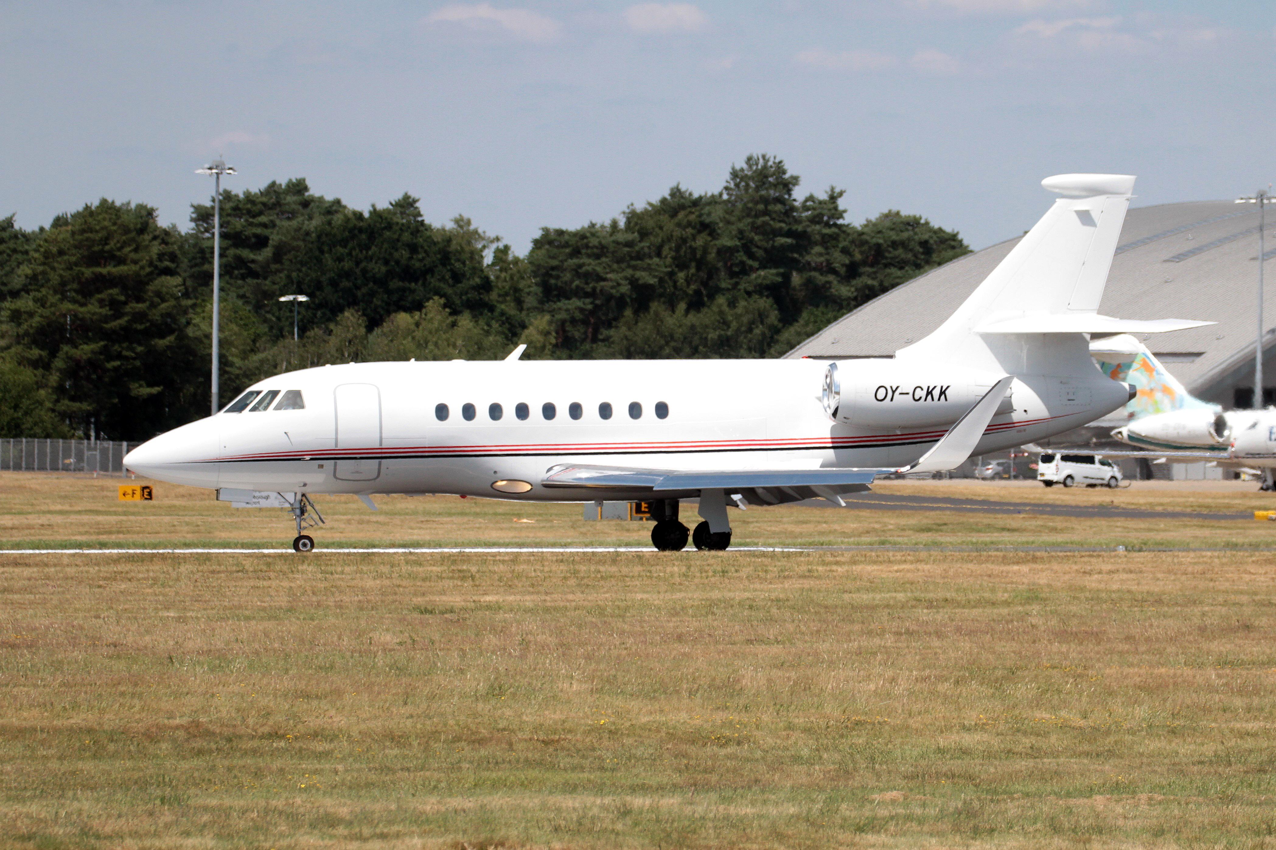 OY-CKK @ EGLF - OY-CKK 2014 Dassault Falcon 2000EX Farnborough
 - by PhilR