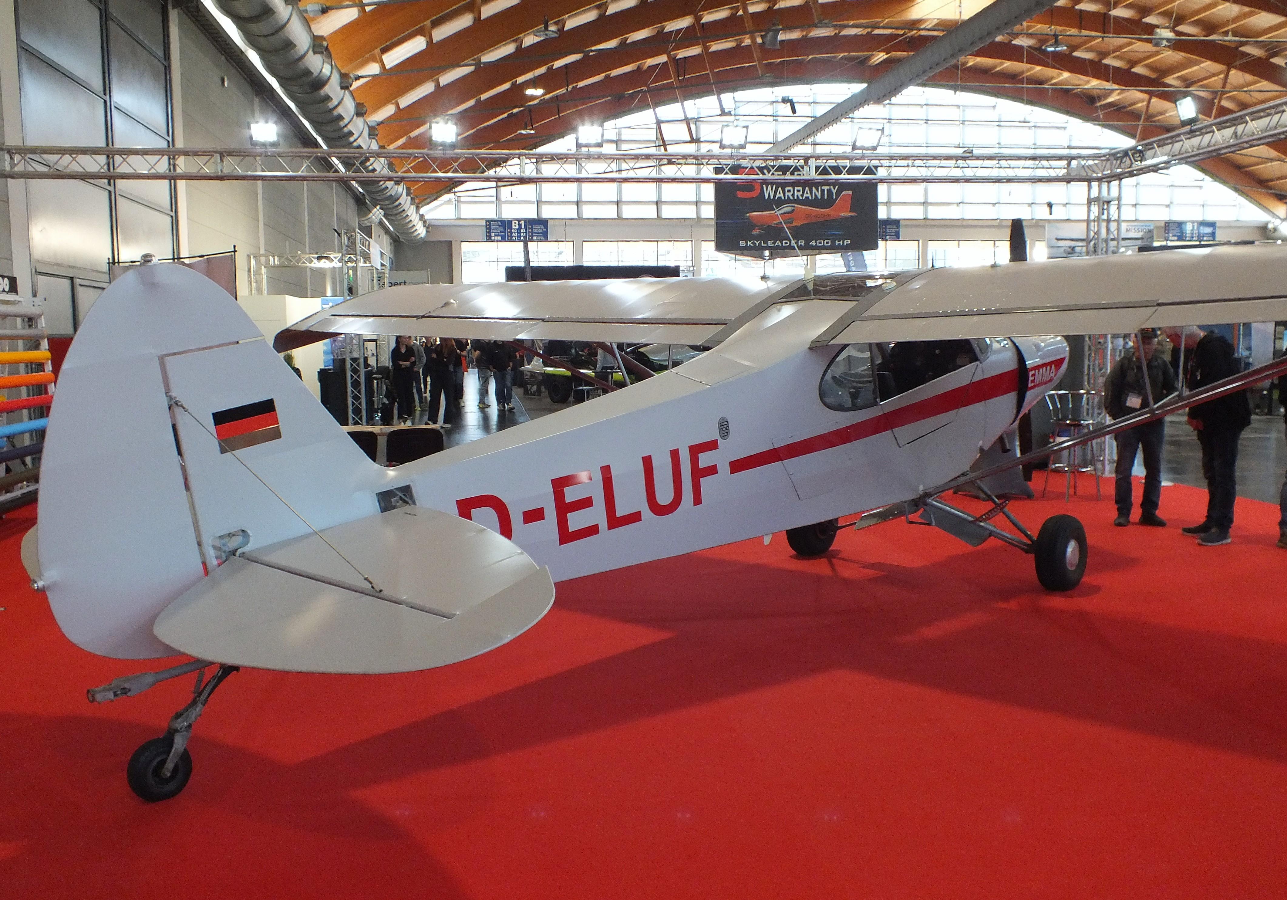 D-ELUF @ EDNY - Piper L-18C Super Cub at the AERO 2026, Friedrichshafen - by iwarnecke