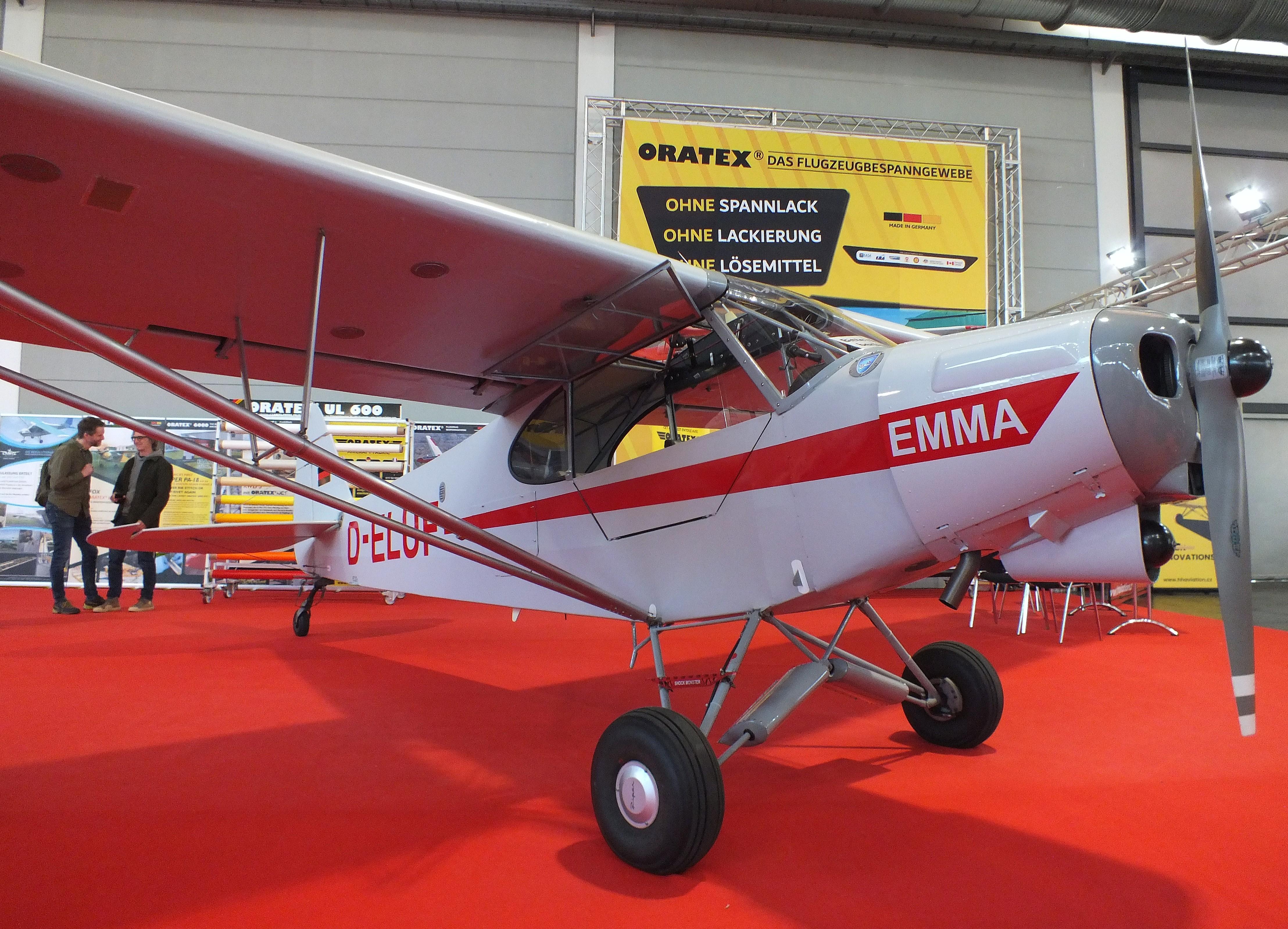 D-ELUF @ EDNY - Piper L-18C Super Cub at the AERO 2026, Friedrichshafen - by iwarnecke