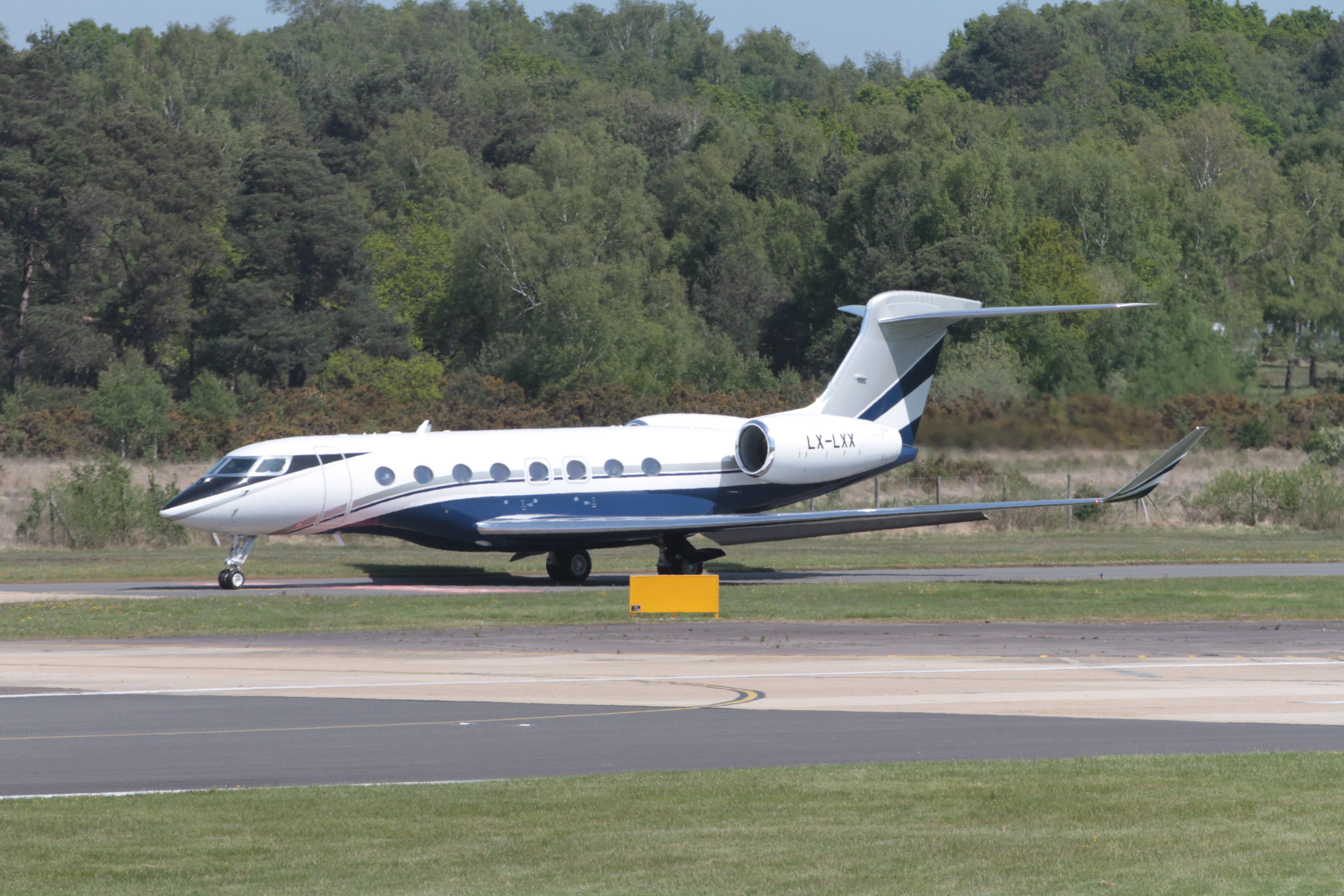 LX-LXX @ EGLF - LX-LXX 2014 Gulfstream GVI (G650) Farnborough 
 - by PhilR