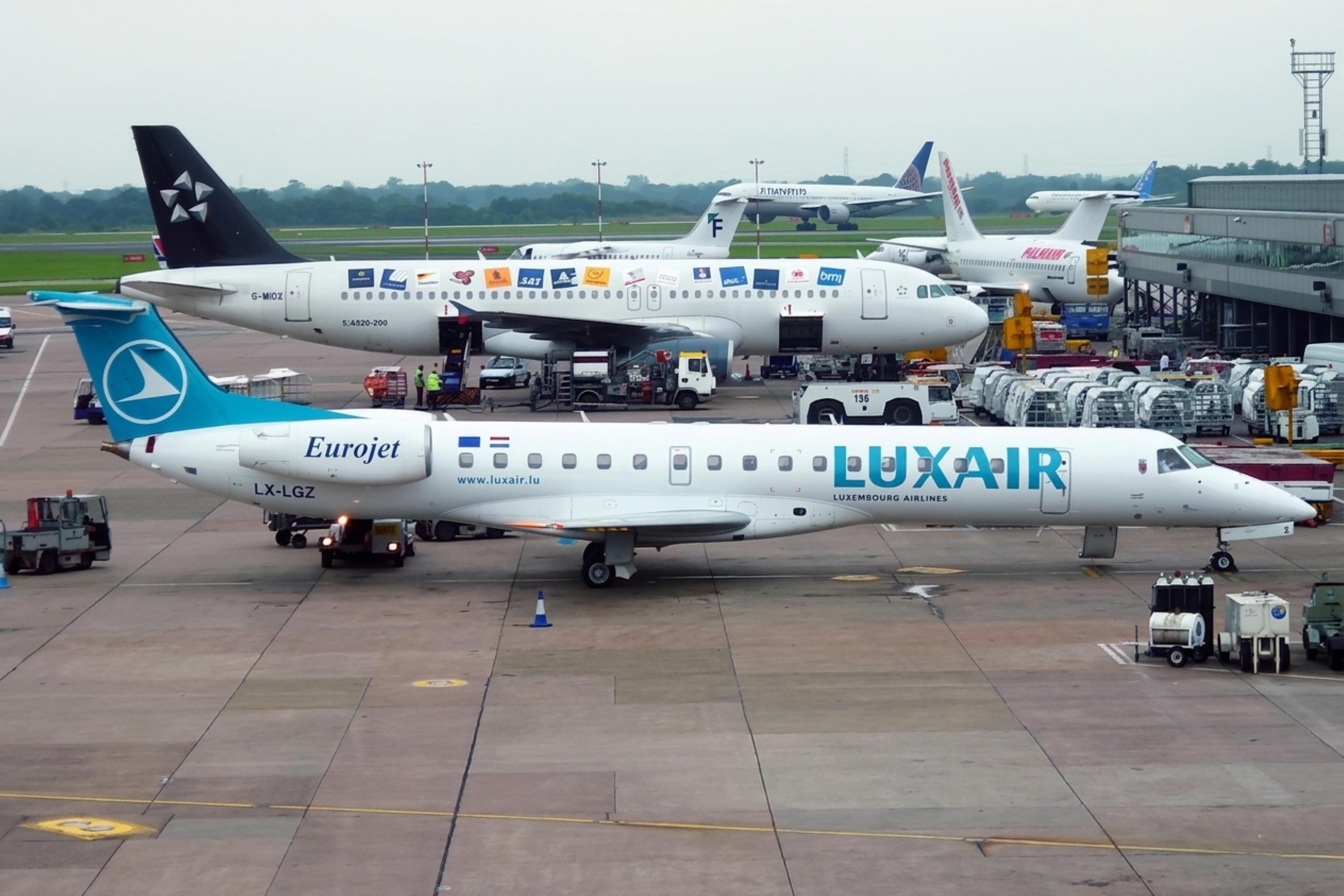 LX-LGZ @ LFPM - LX-LGZ 2000 ERJ 145LU Luxair MAN  - by PhilR