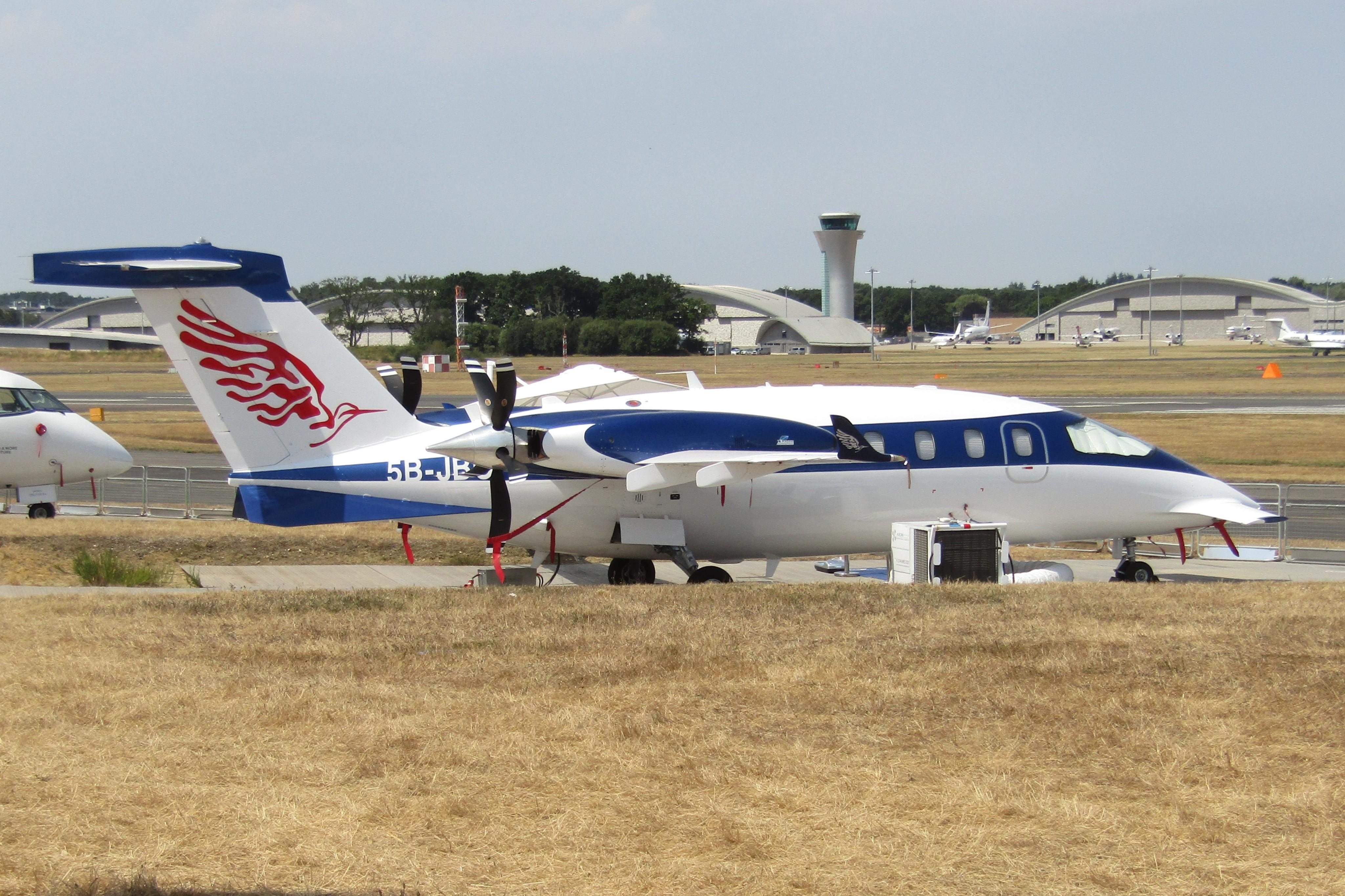 5B-JBO @ EGLF - 5B-JBO Piaggio P-180 Avanti FIA Farnborough  - by PhilR