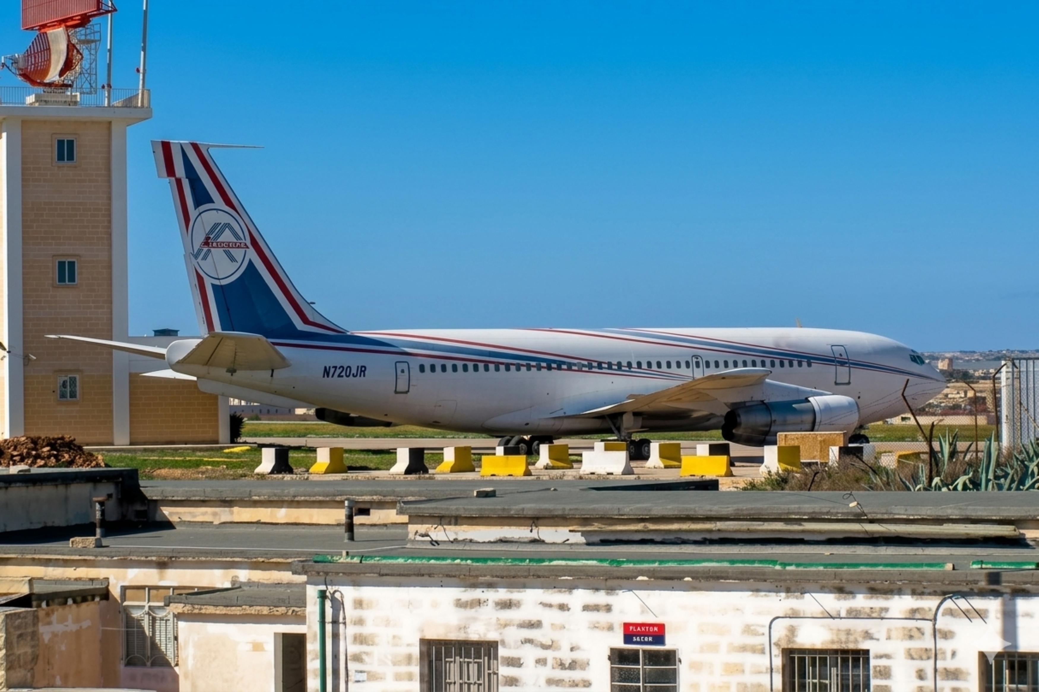 9H-AAM @ EGLF - 9H-AAM (N720JR) 1961 Boeing 720-040B Malta 
 - by PhilR