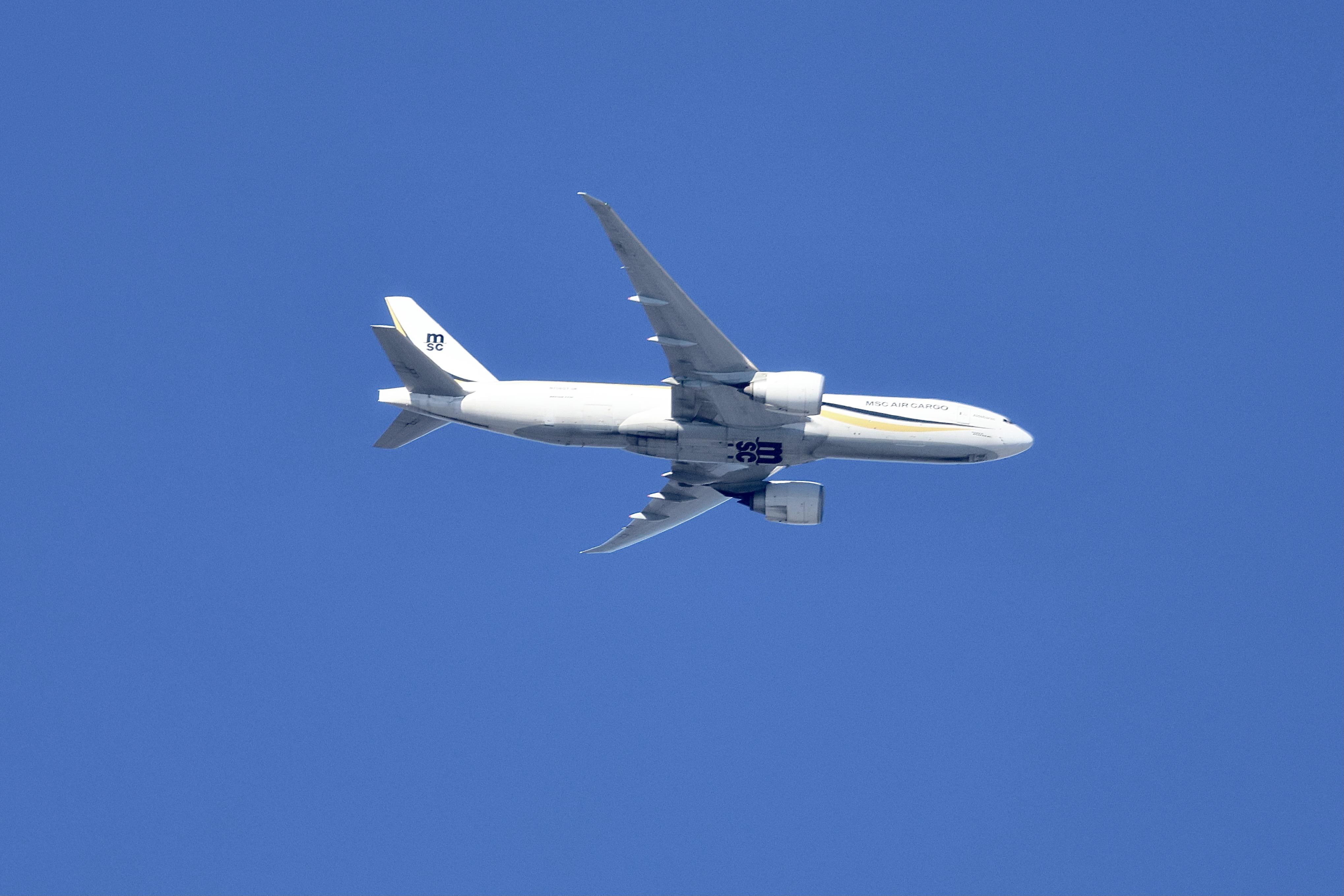 N708GT @ KORD - B77L MSC AIR CARGO BOEING 777-200LR N708GT 7,600' over KORD - by MarkKalfas