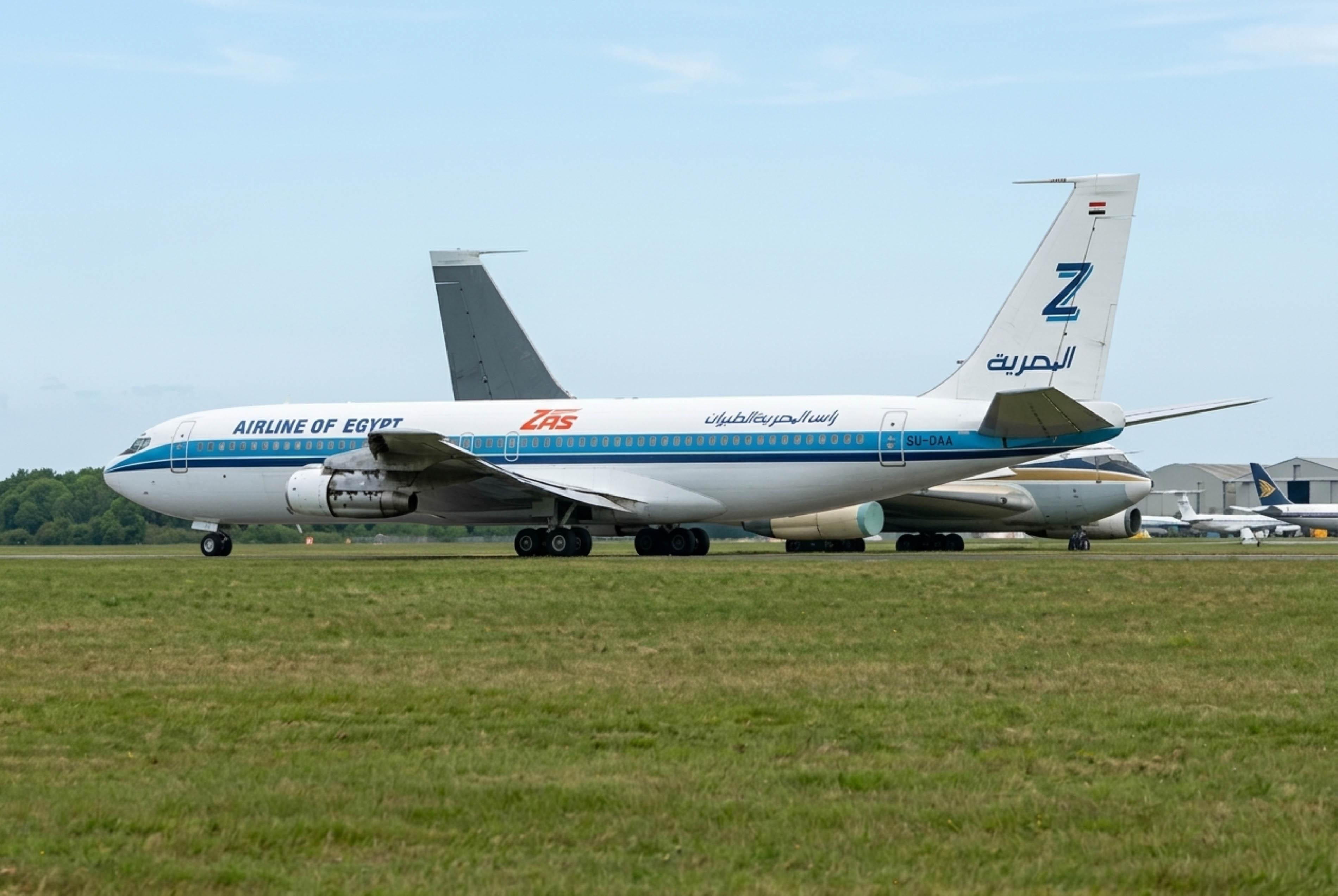 SU-DAA @ EGSS - SU-DAA 1968 B707-320C ZAS STN
 - by PhilR