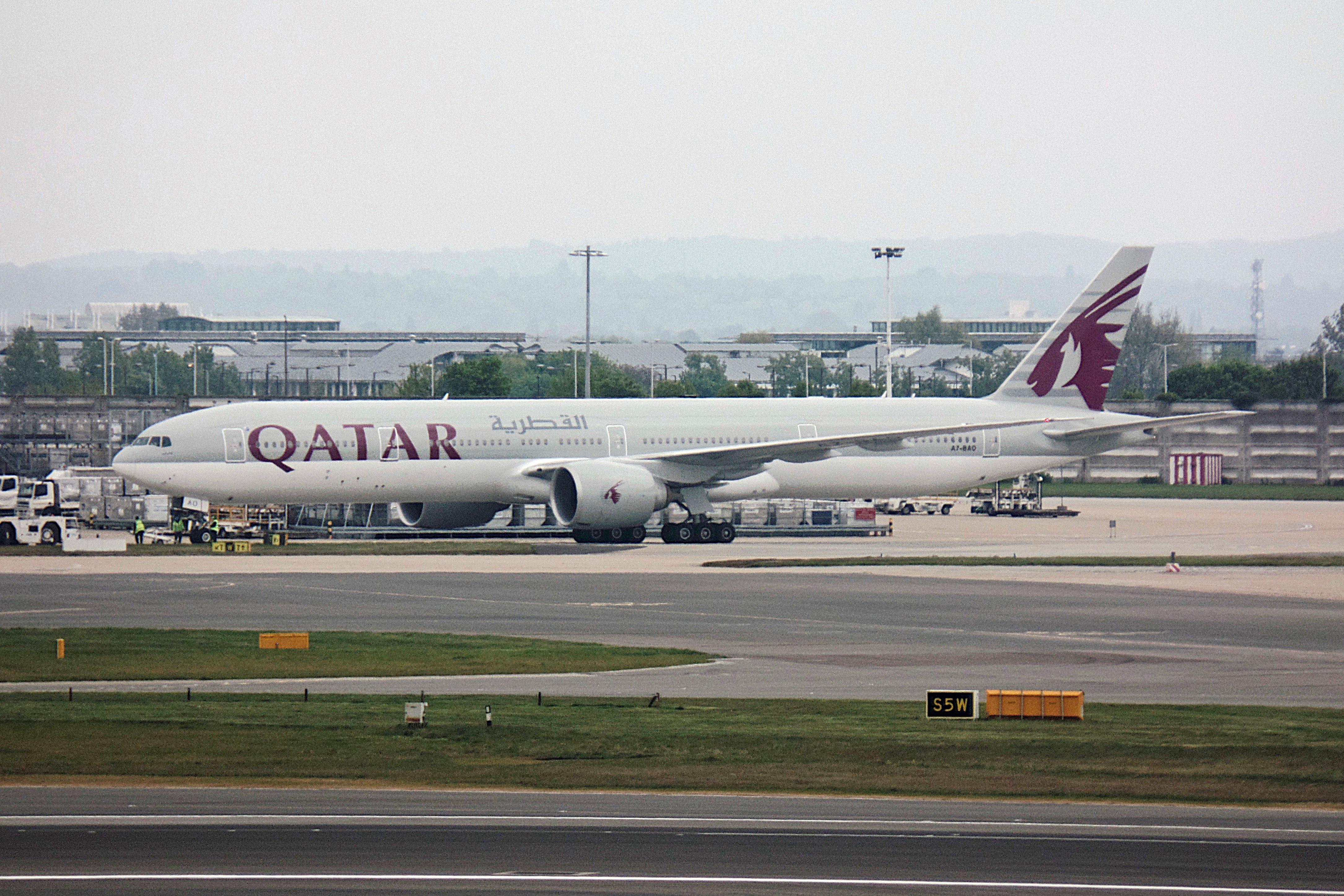A7-BAQ @ EGLL - A7-BAQ 2010 B777-300 Qatar Airways LHR 02.05.15 - by PhilR