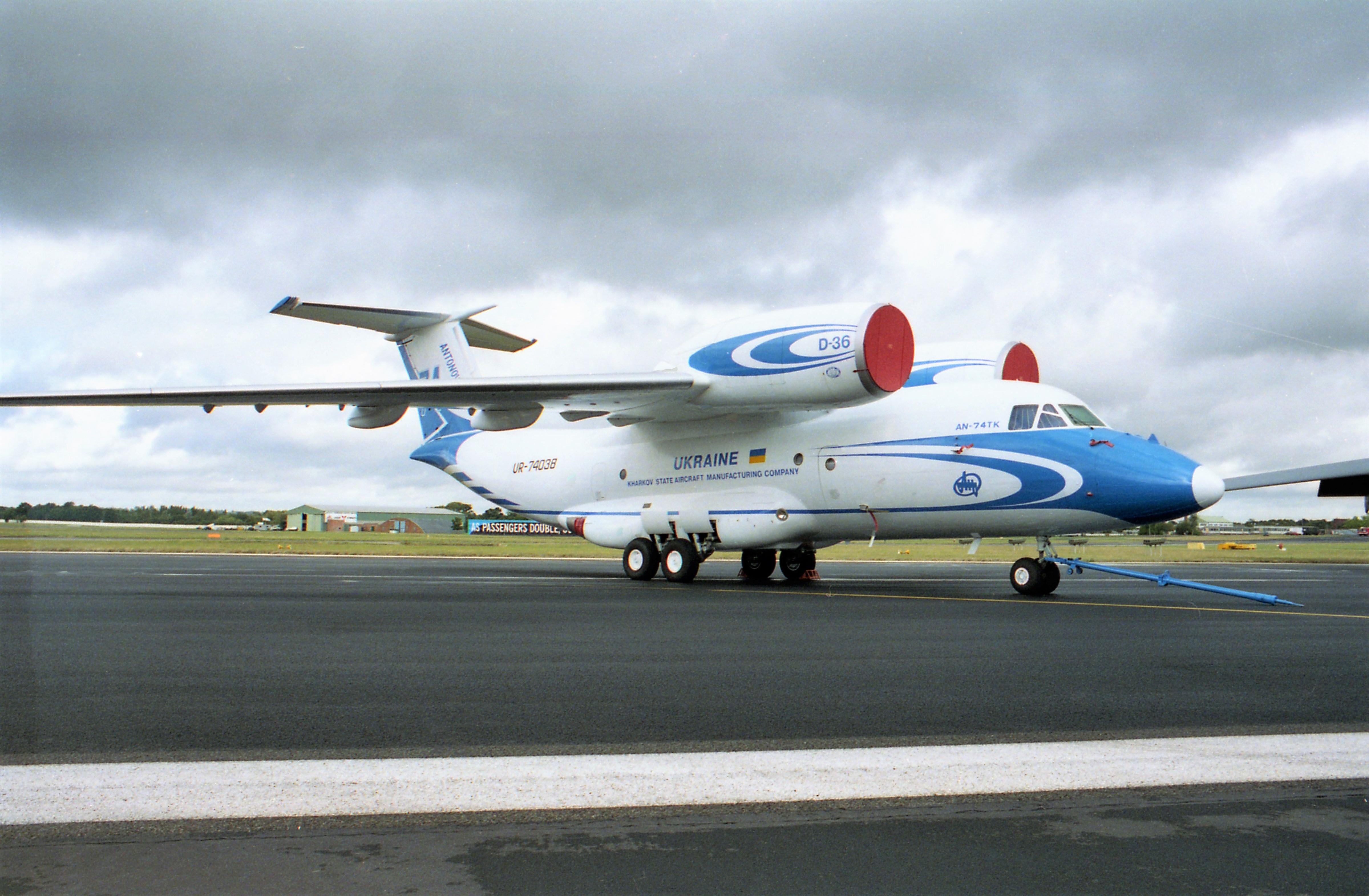 UR-74038 @ EGLF - UR-74038 1998 An-74TK-200 Antanov SBAC  - by PhilR