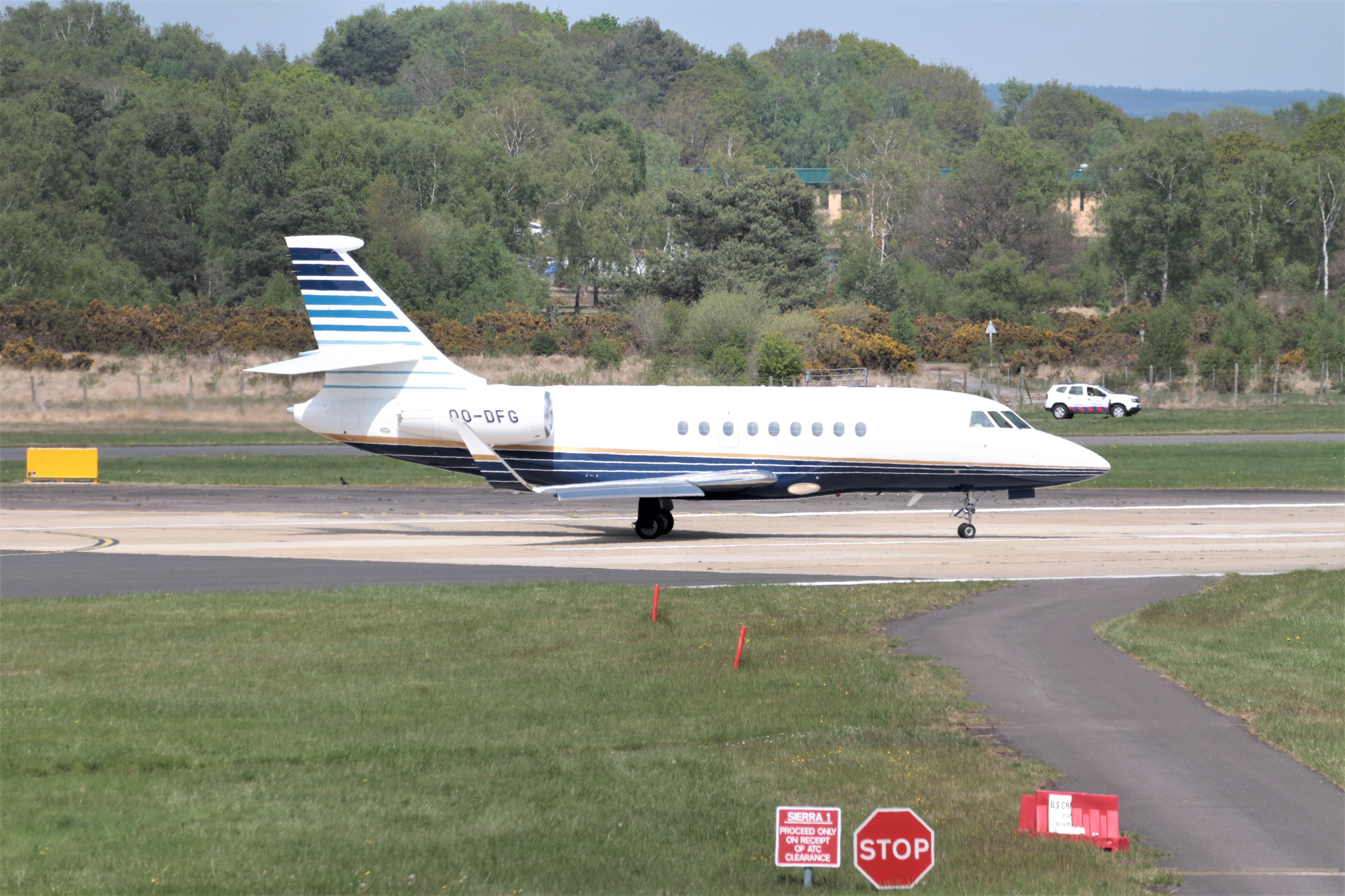 OO-DFG @ EGLF - OO-DFG 2007 Dassault Falcon 2000LX Farnborough 
 - by PhilR