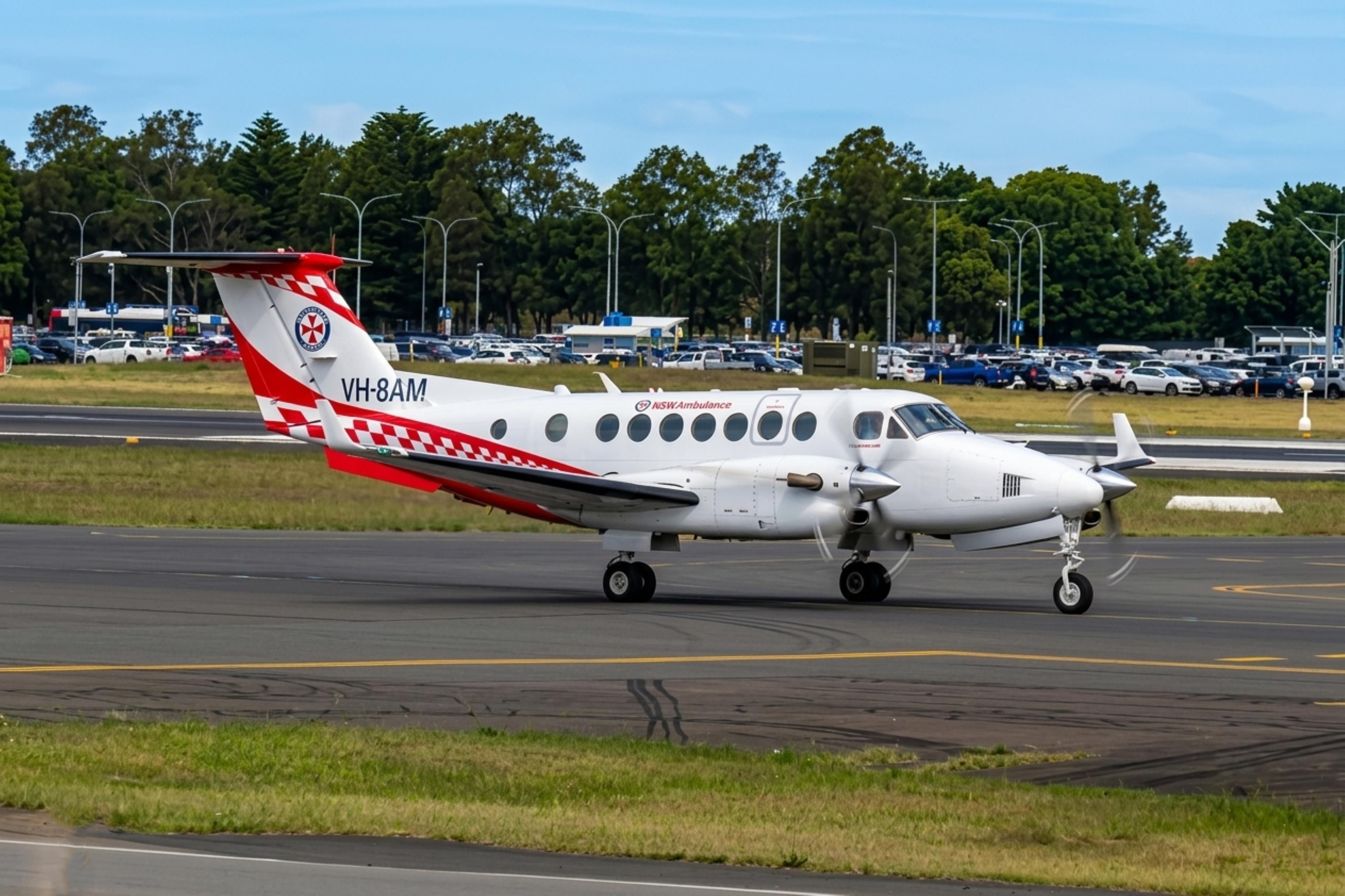 VH-8AM @ YSSY - VH-8AM 2020 Beechcraft B300 King Air 350 NSW Ambulance Sydney 
 - by PhilR