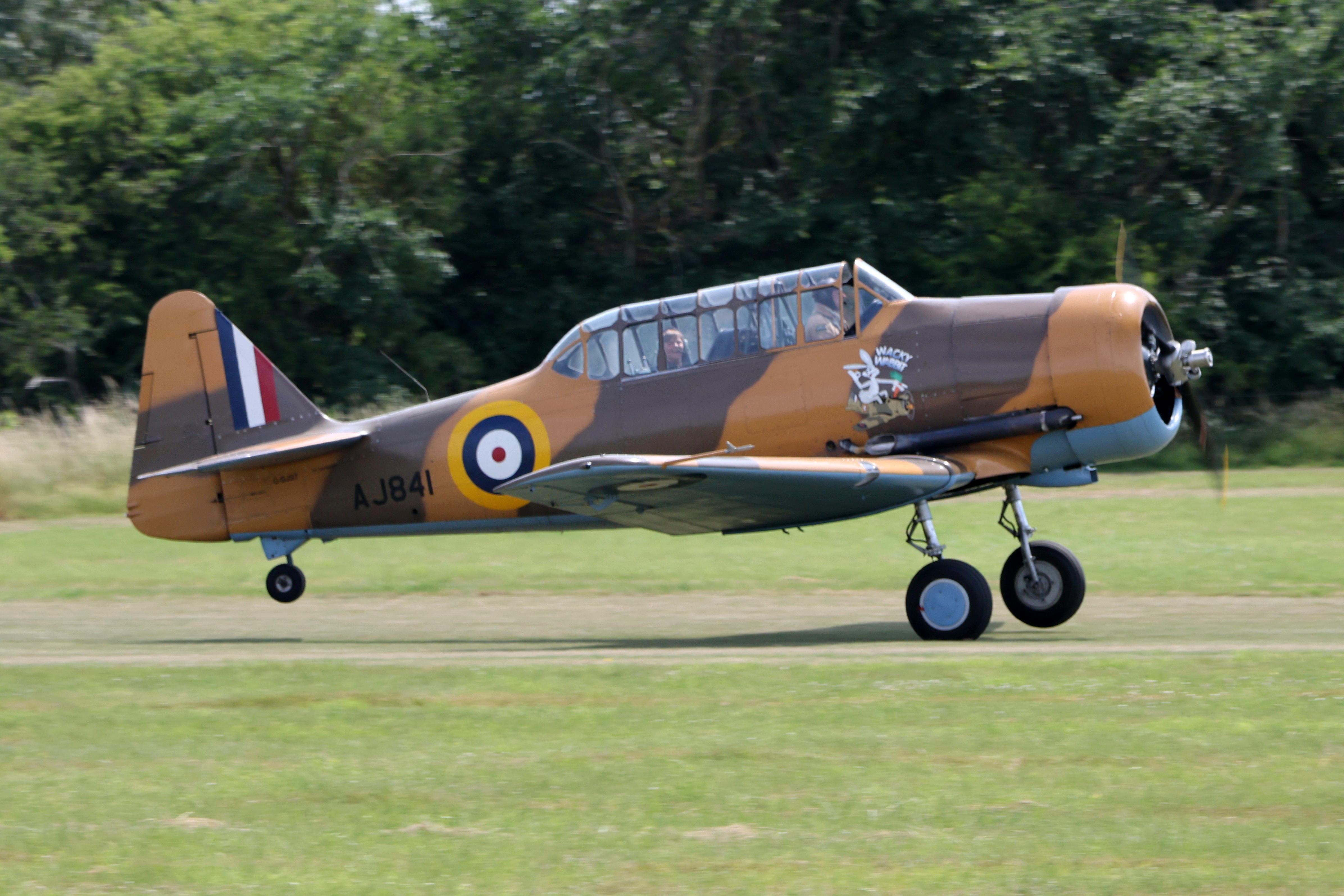 G-BJST @ EGTH - 'AJ841' (MM53795, G-BJST) 1953 Canadian Car & Foundry (CCF)  T-6J Texan Old Warden  - by PhilR