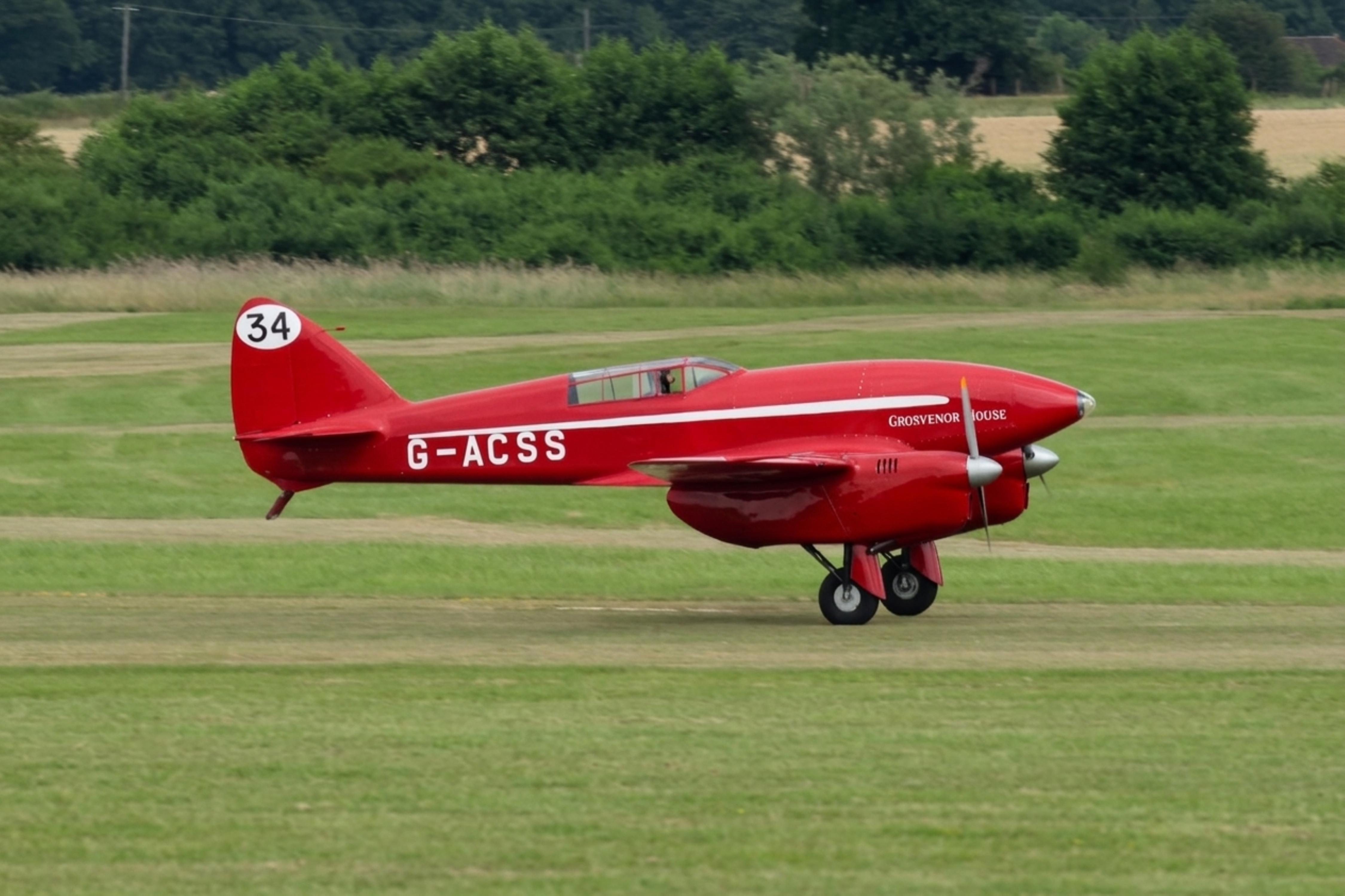 G-ACSS @ EGTH - G-ACSS 1934 de Havilland DH.88 Comet Old Warden 
 - by PhilR