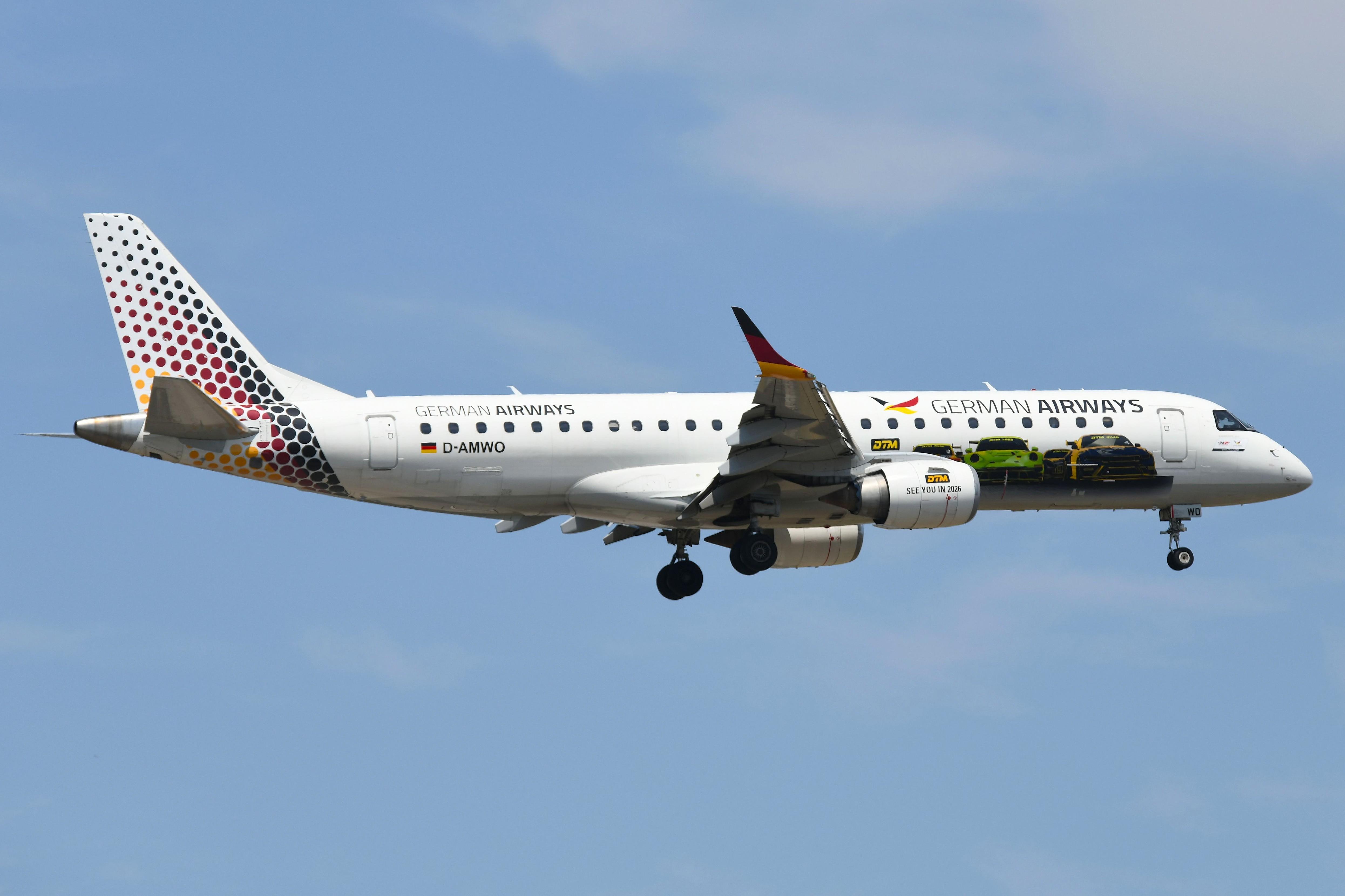 D-AMWO @ EDDF - German Airways ERJ190 promoting the DTM (Racing) - by FerryPNL