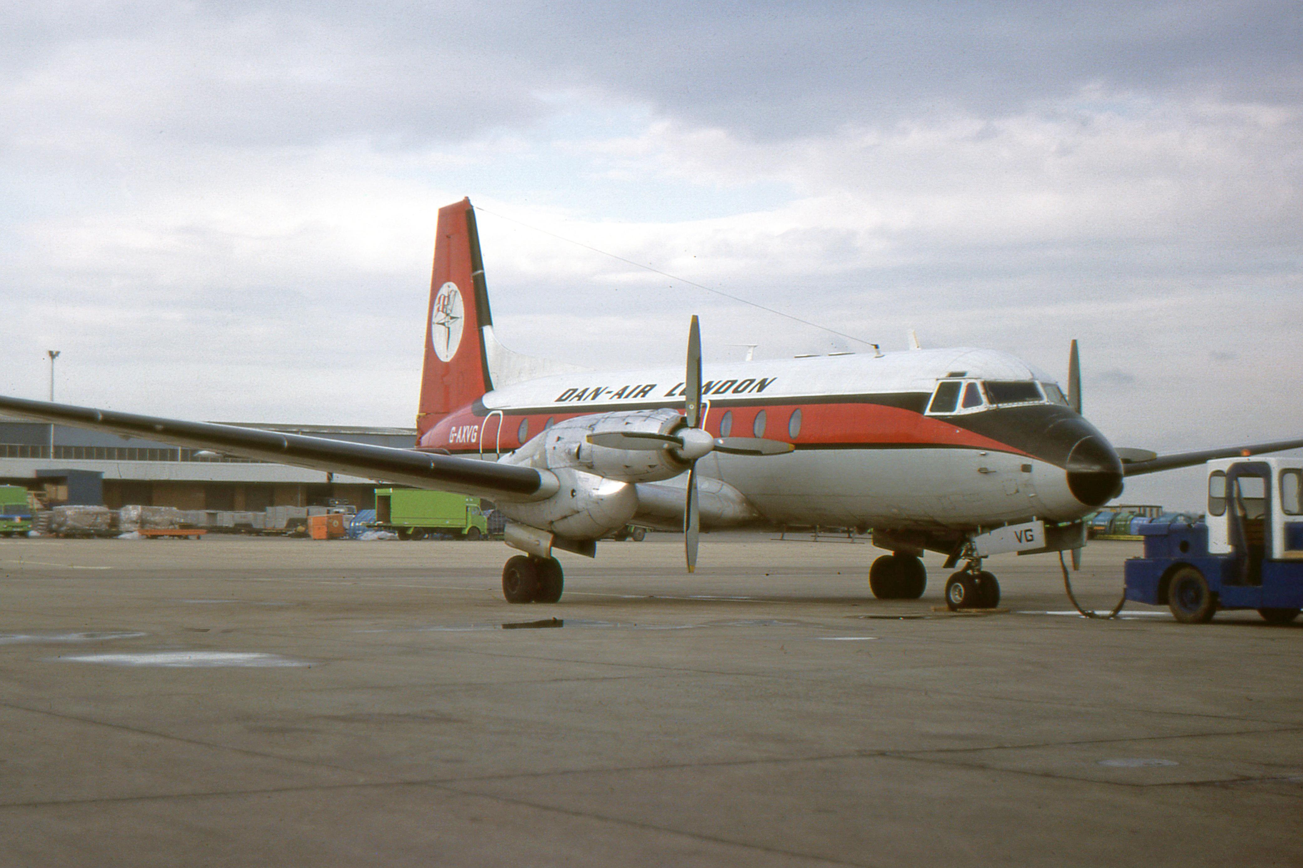 G-AXVG @ EGLL - G-AXVG 1966 HS748 2A Dan Air LHR - by PhilR