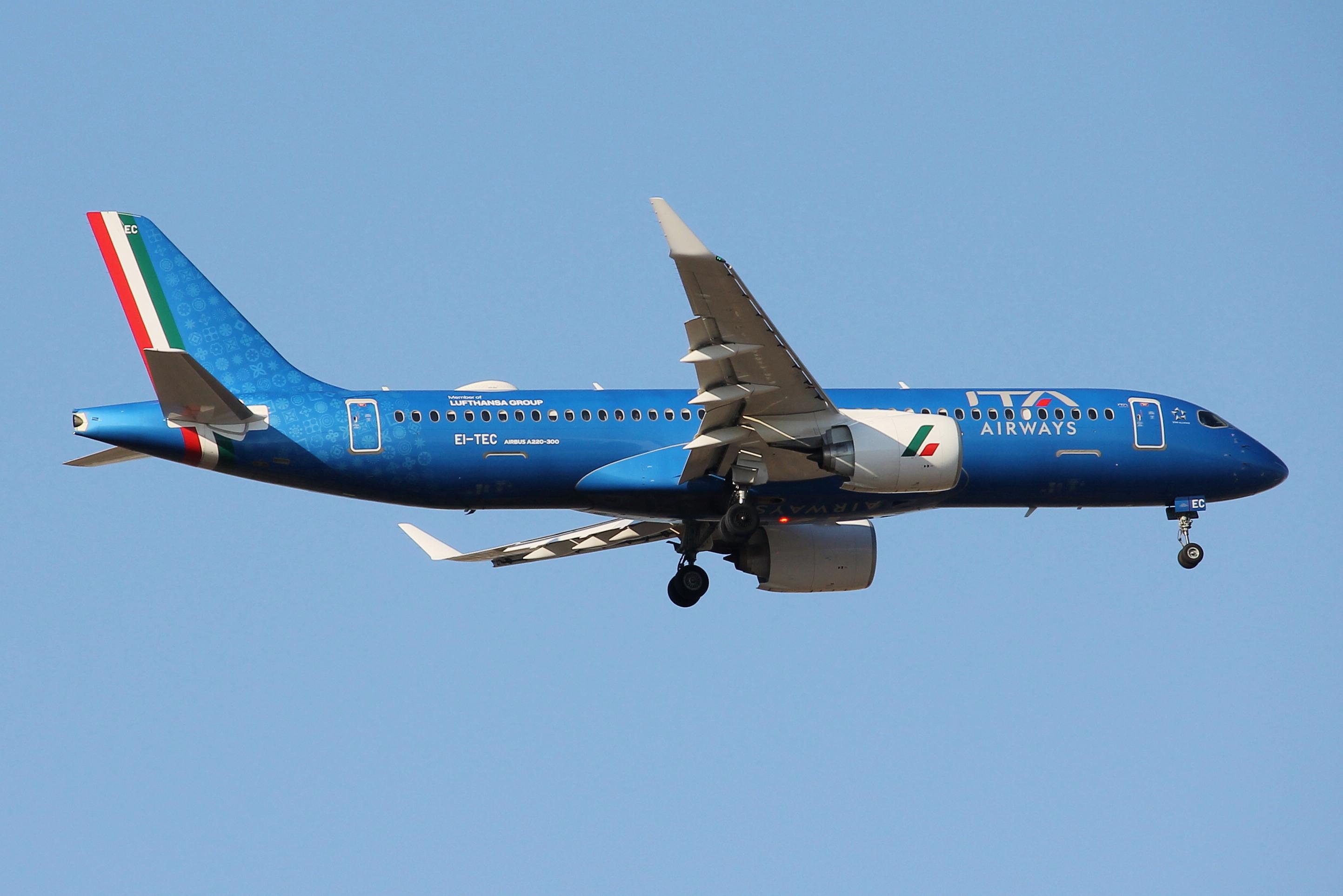 SP-RZI @ LMML - Airbus A220-300 reg EI-TEC of ITA on approach for RW13 Malta. - by raymond