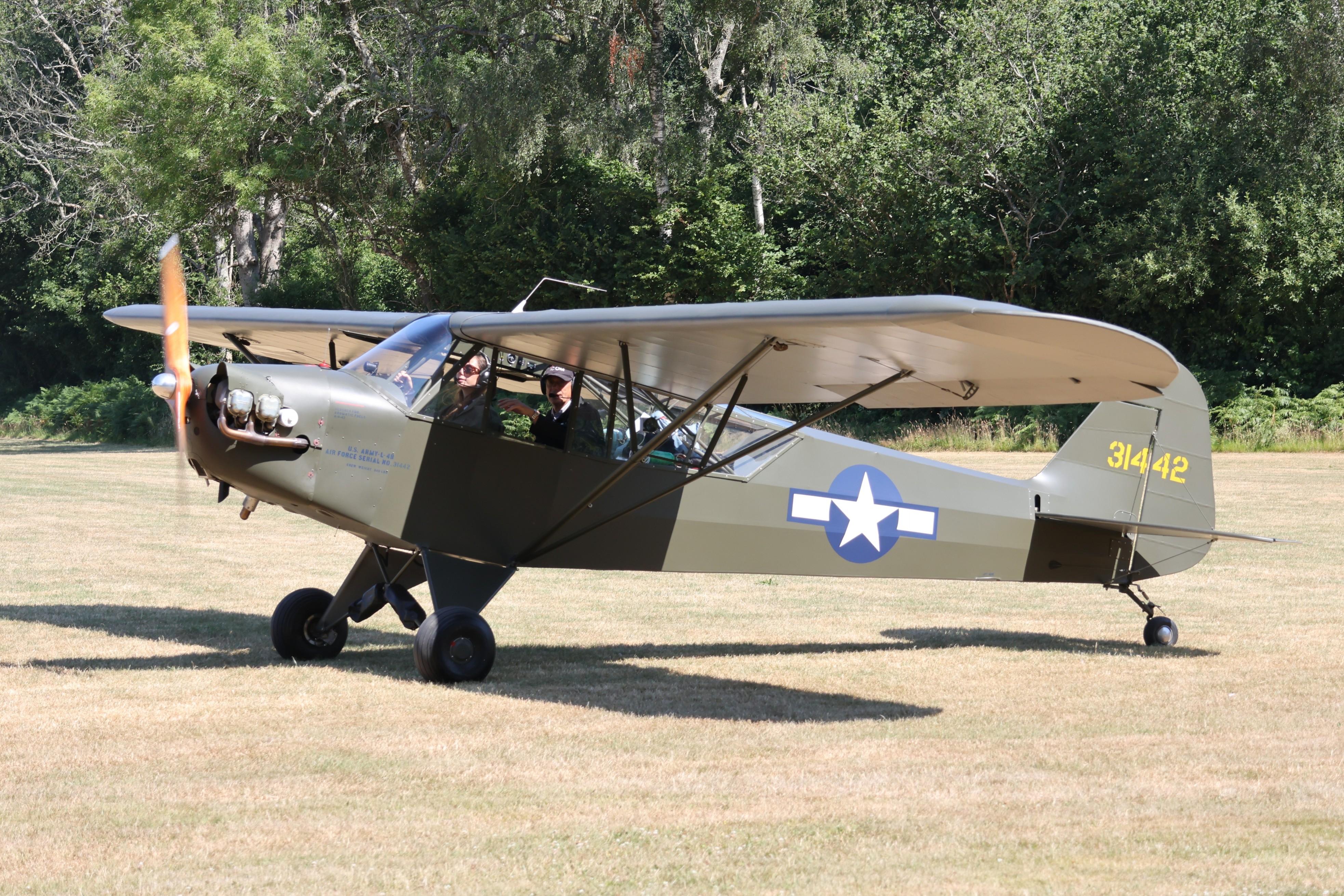 G-BCOM @ GB-0827 - 31442 G-BCOM 1944 Piper J-3C-65 Cub West Tisted Fly In 
 - by PhilR