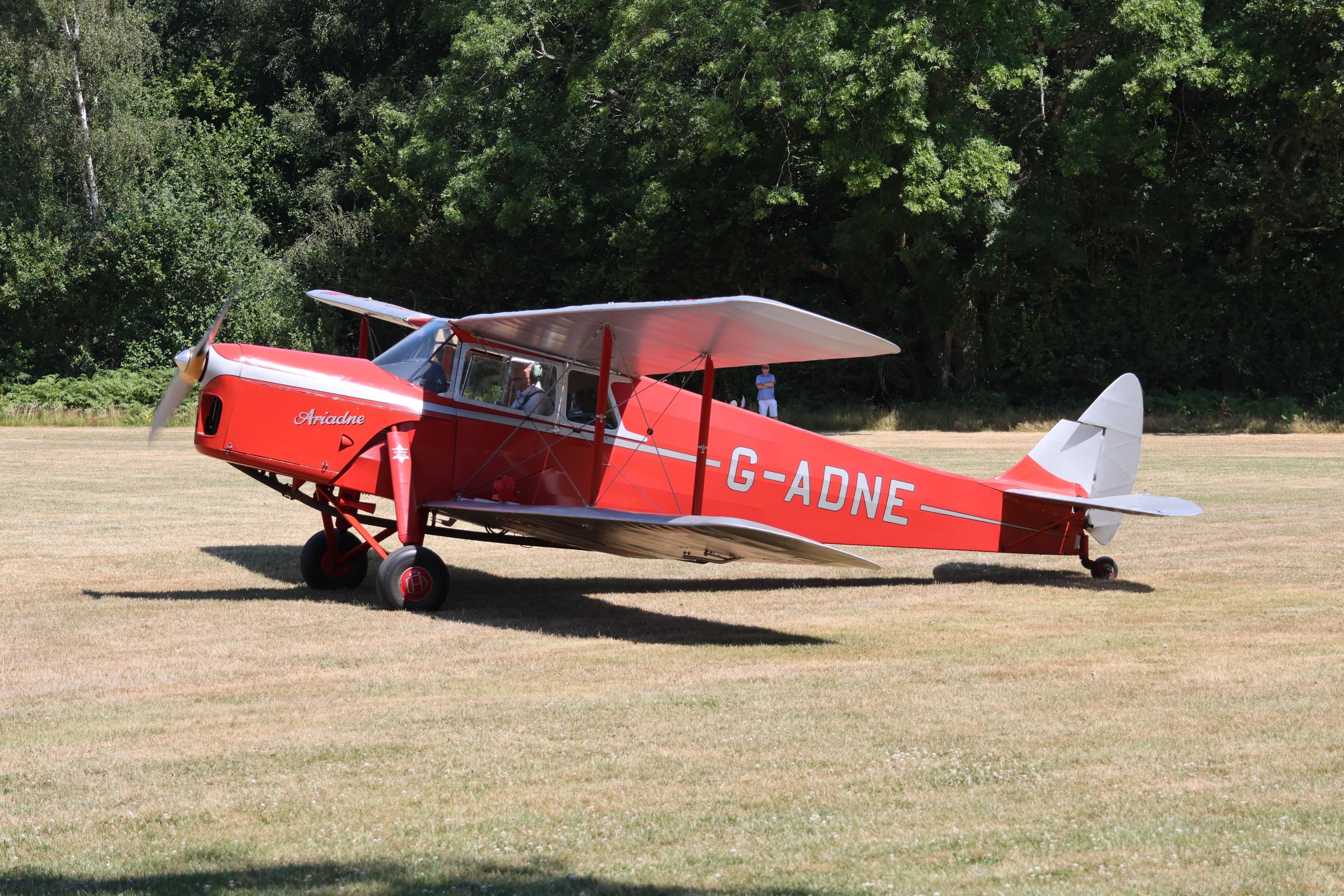 G-ADNE @ GB-0827 - G-ADNE 1936 DH87B Hornet Moth West Tisted Fly In 
 - by PhilR