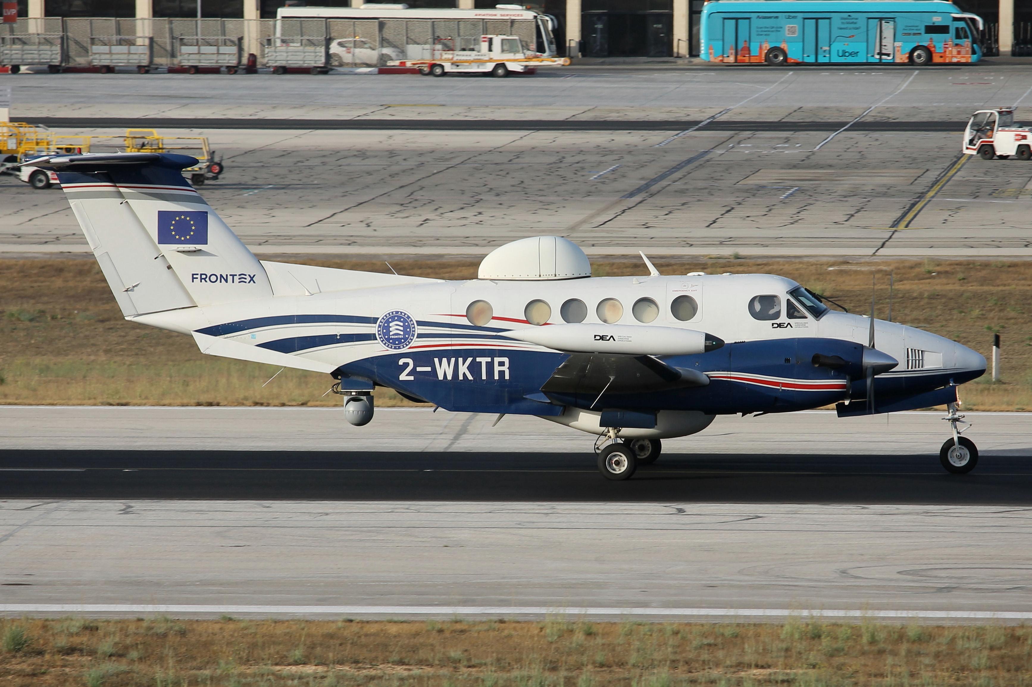 2-WKTR @ LMML - Beech 200T Super King Air reg 2-WKTR of DEA Aviation on the main runway in Malta, after returning from a FRONTEX mission. - by raymond