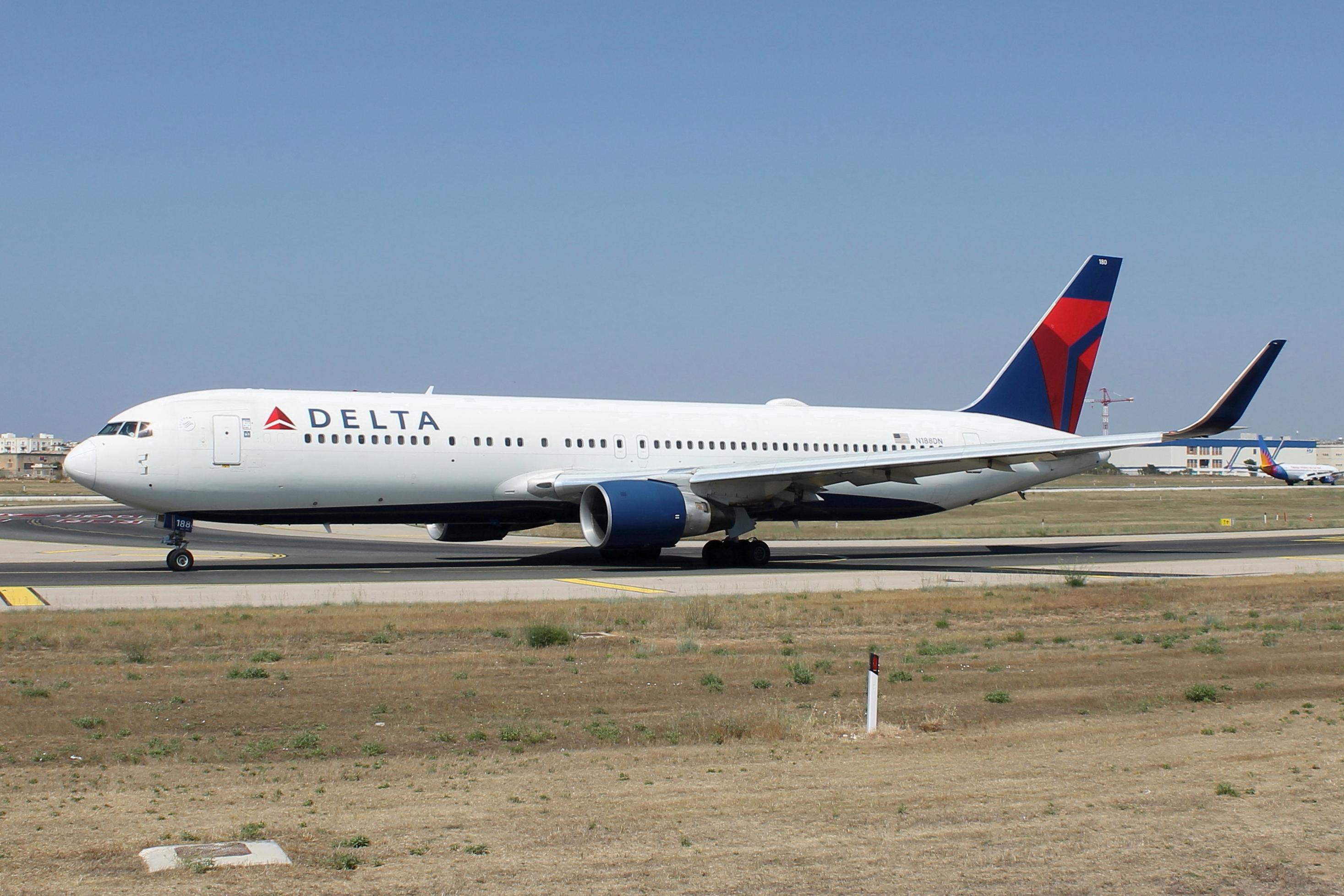 N188DN @ LMML - Boeing 767-332 reg N188DN of Delta Air Lines taxiing out for departure from MLA to JFK. - by raymond
