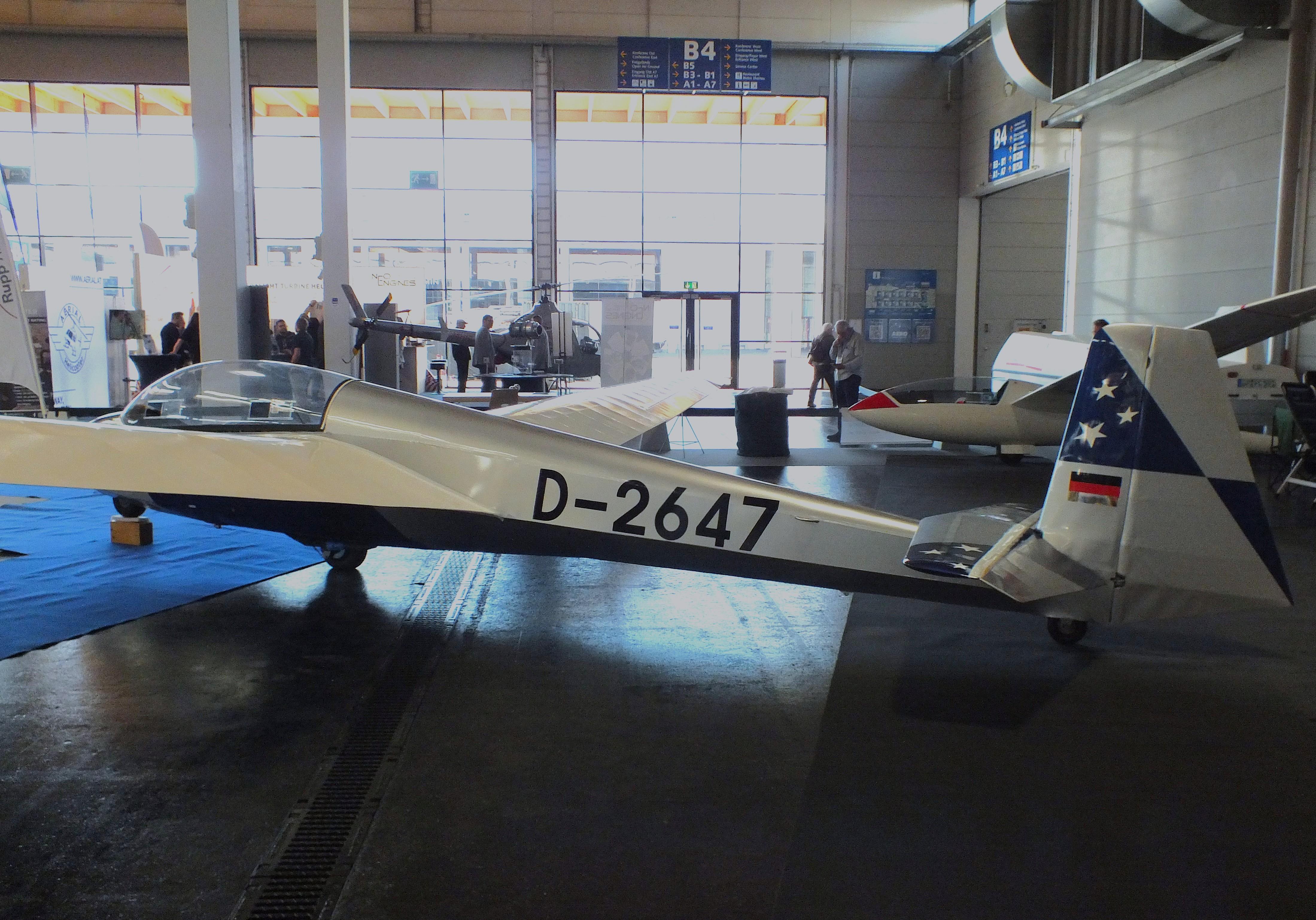 Aircraft D-2647, Schleicher ASK-13 at the AERO 2026, Friedrichshafen, at EDNY, photo by iwarnecke