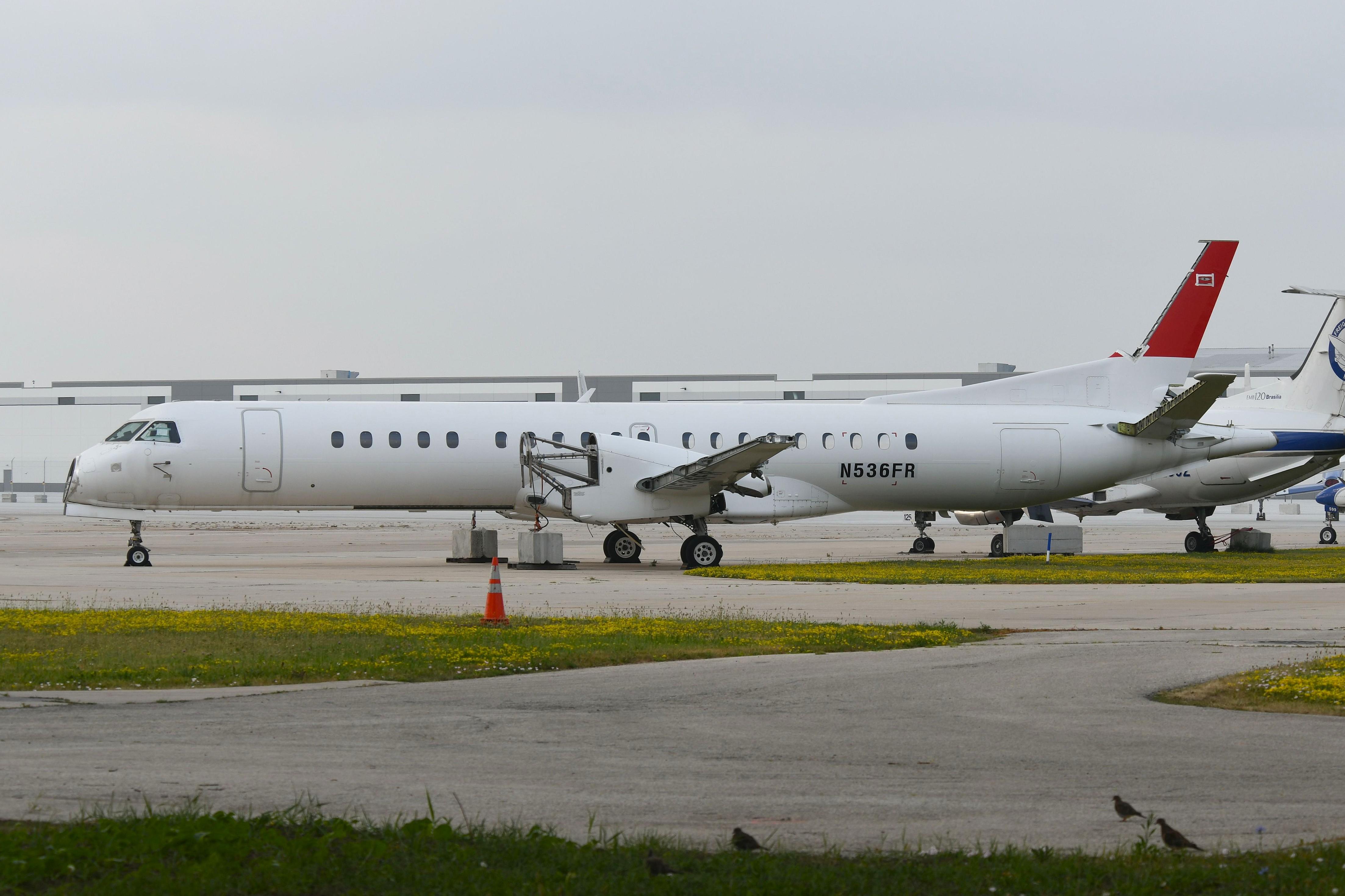 Aircraft N536FR, Freight Runners Express used this Saab 2000 as a parts donor, at KMKE, photo by FerryPNL