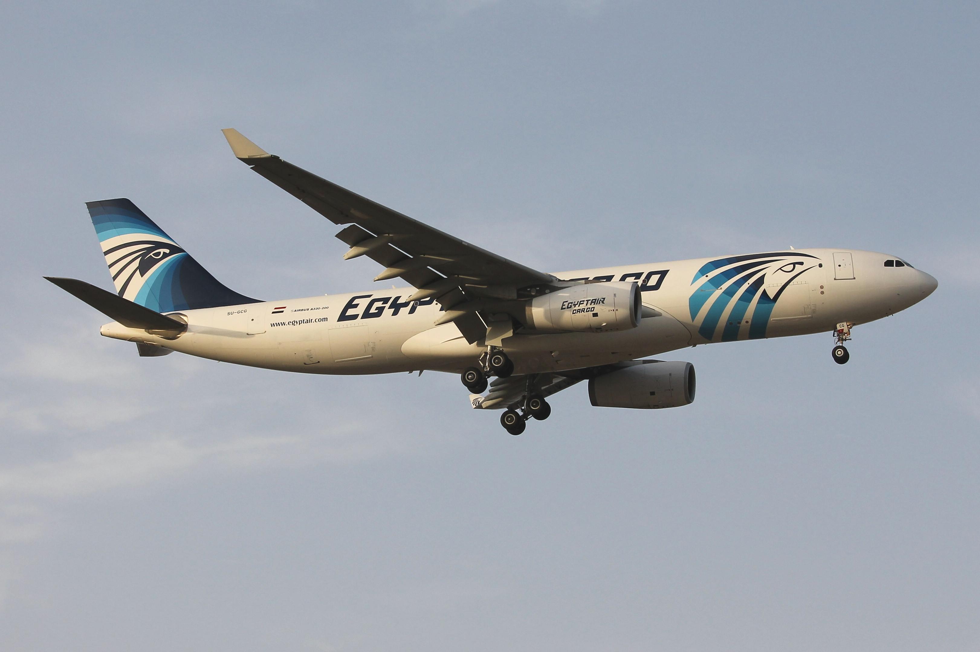 Aircraft SU-GCG, Airbus A330-243 of EgyptAir Cargo reg SU-GCG on final approach for RW13 landing in Malta, flight from Tripoli., at LMML, photo by raymond