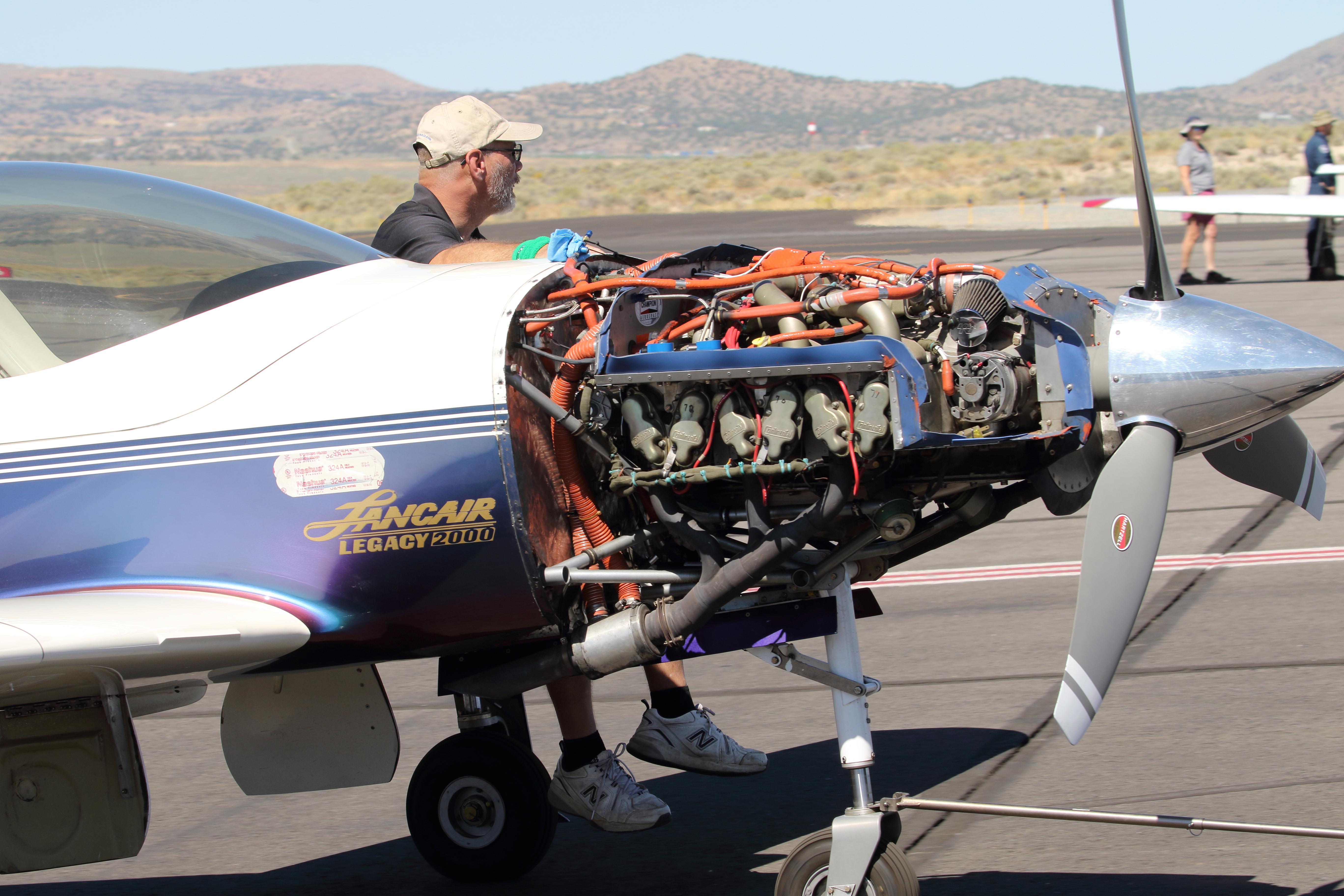 Aircraft N199L, view on the engine, at RTS, photo by Olivier Cortot