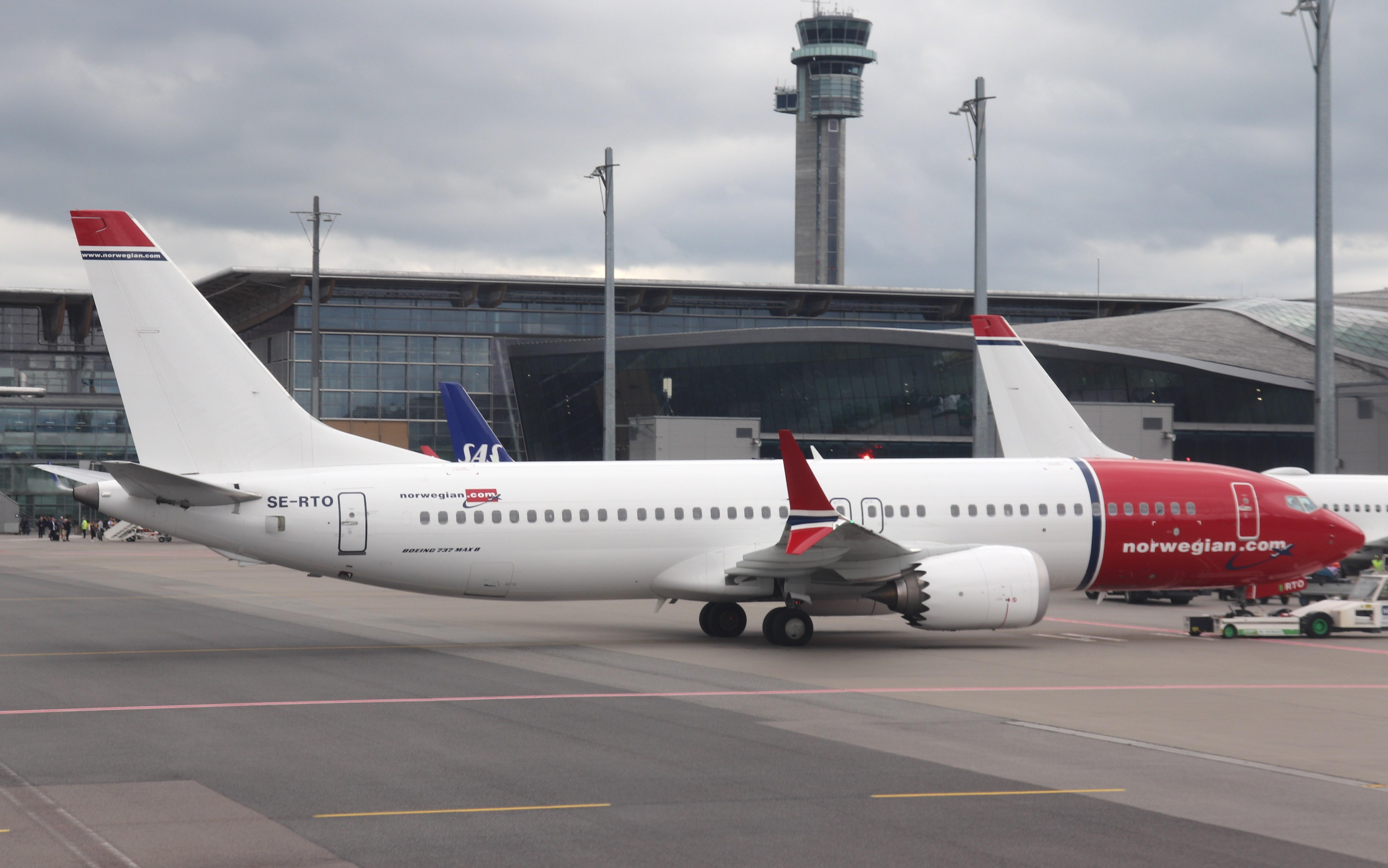 Aircraft SE-RTO, Boeing 737-8 MAX, at ENGM, photo by MarkPasqualino