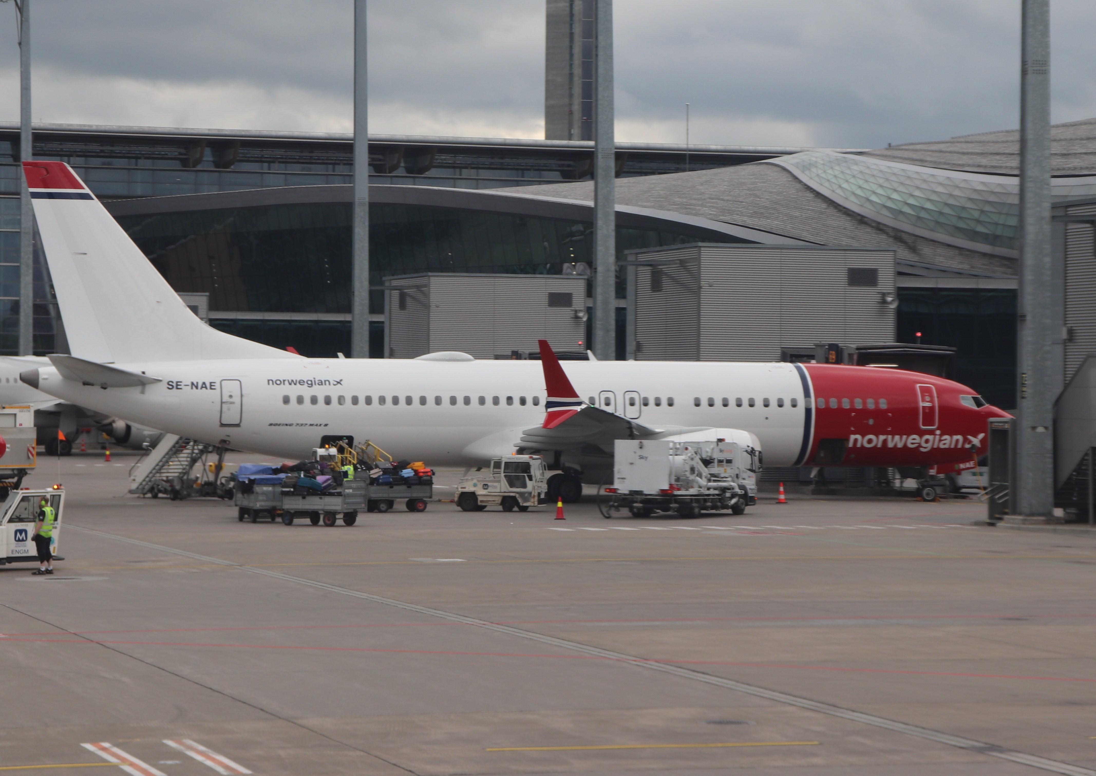 SE-NAE @ ENGM - Boeing 737-8 MAX - by MarkPasqualino