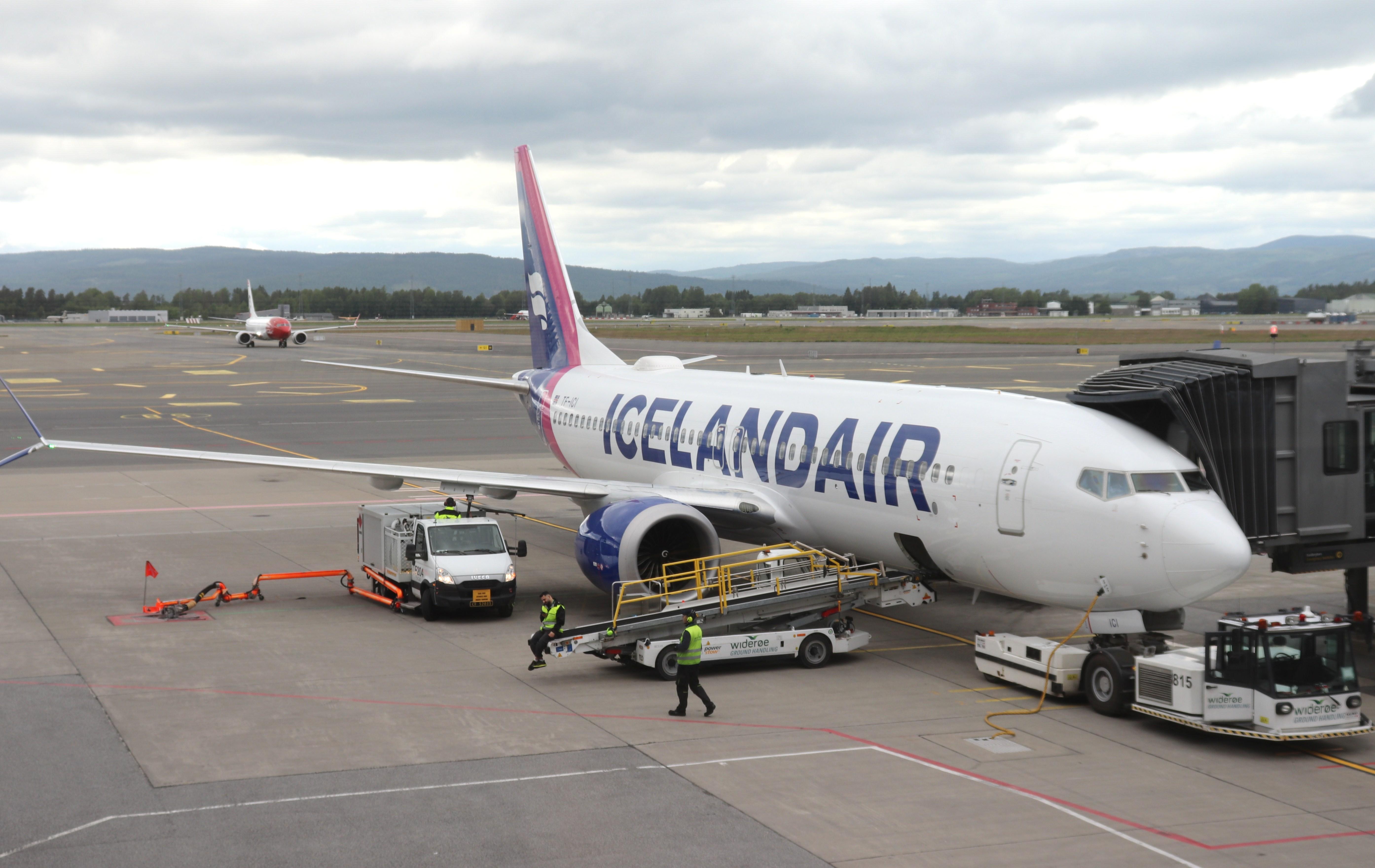 Aircraft TF-ICI, Boeing 737-8 MAX, at ENGM, photo by MarkPasqualino
