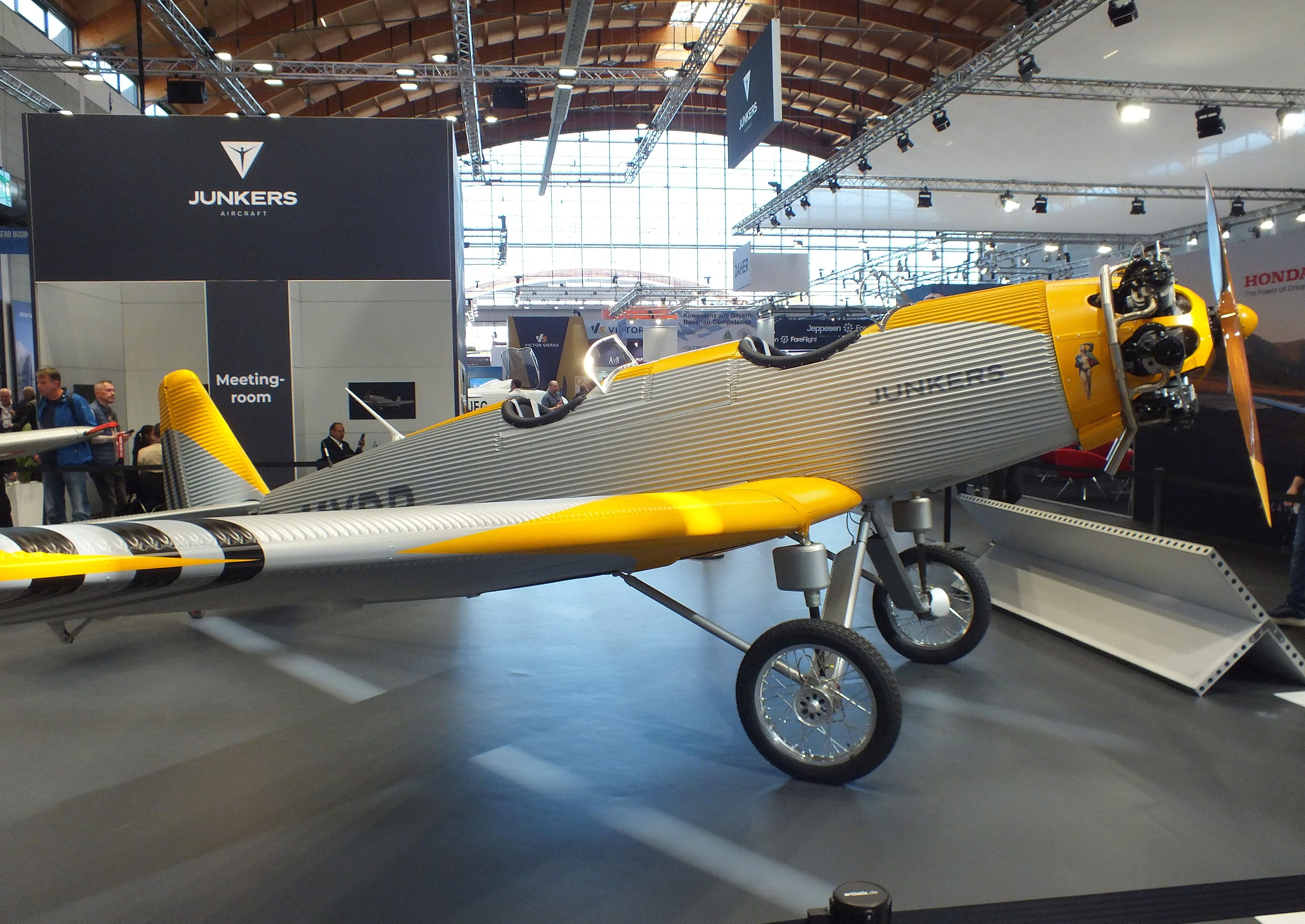 Aircraft D-MYDR, Junkers Flugzeugwerke A 50 ci Junior Heritage replica at the AERO 2026, Friedrichshafen, at EDNY, photo by iwarnecke