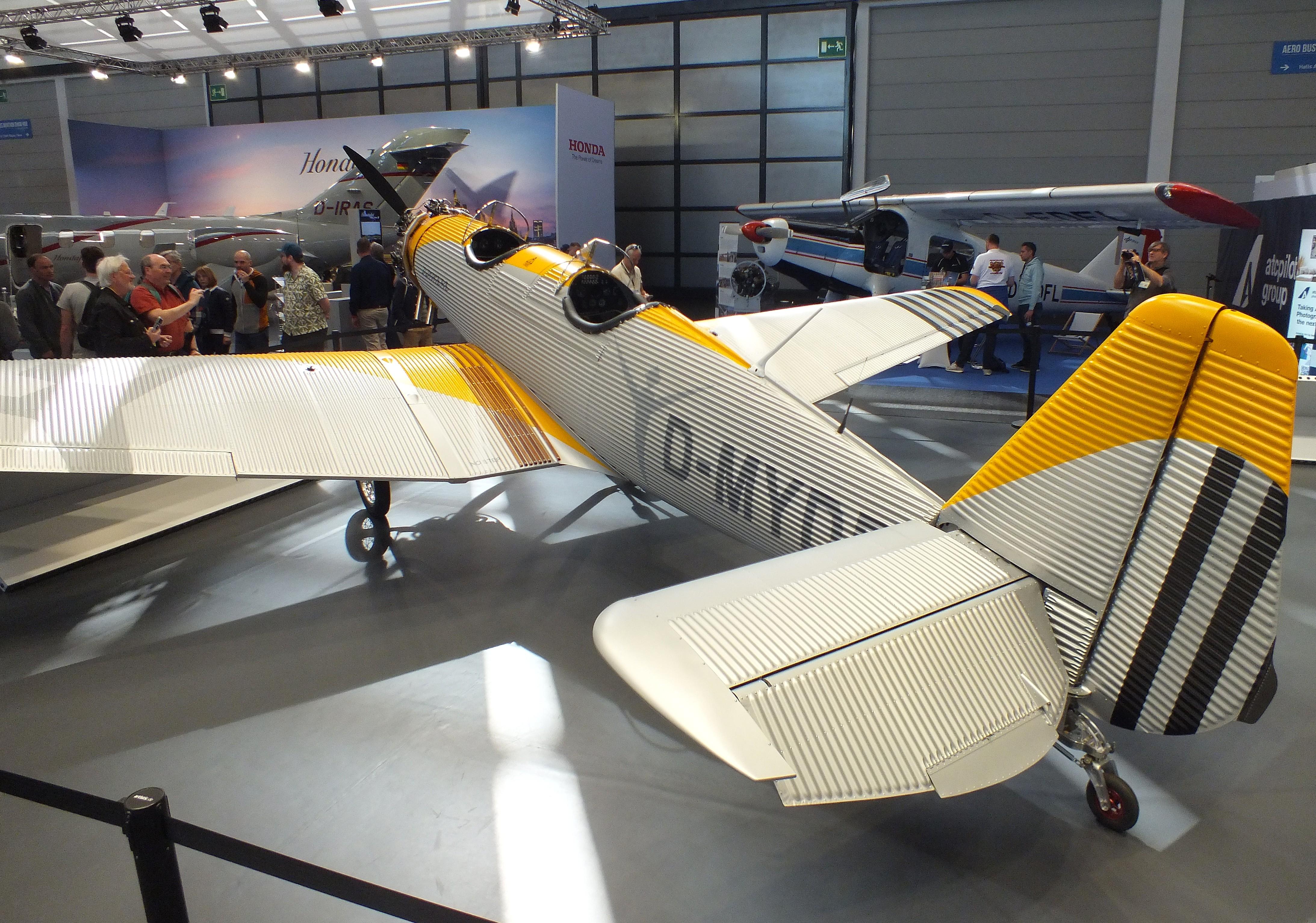 Aircraft D-MYDR, Junkers Flugzeugwerke A 50 ci Junior Heritage replica at the AERO 2026, Friedrichshafen, at EDNY, photo by iwarnecke