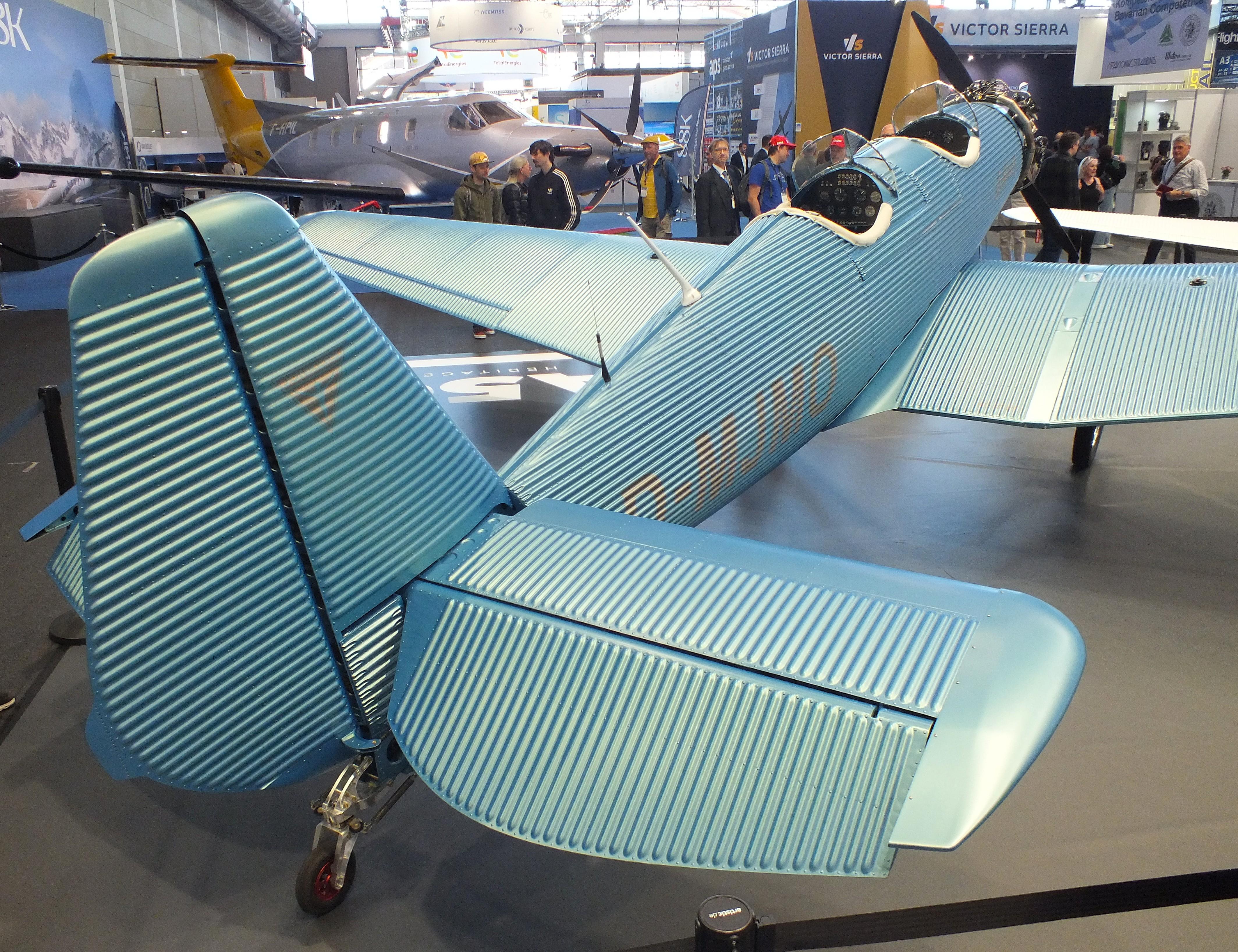 Aircraft D-MJMO, Junkers Flugzeugwerke A 50 ci Junior Heritage replica at the AERO 2026, Friedrichshafen, at EDNY, photo by iwarnecke