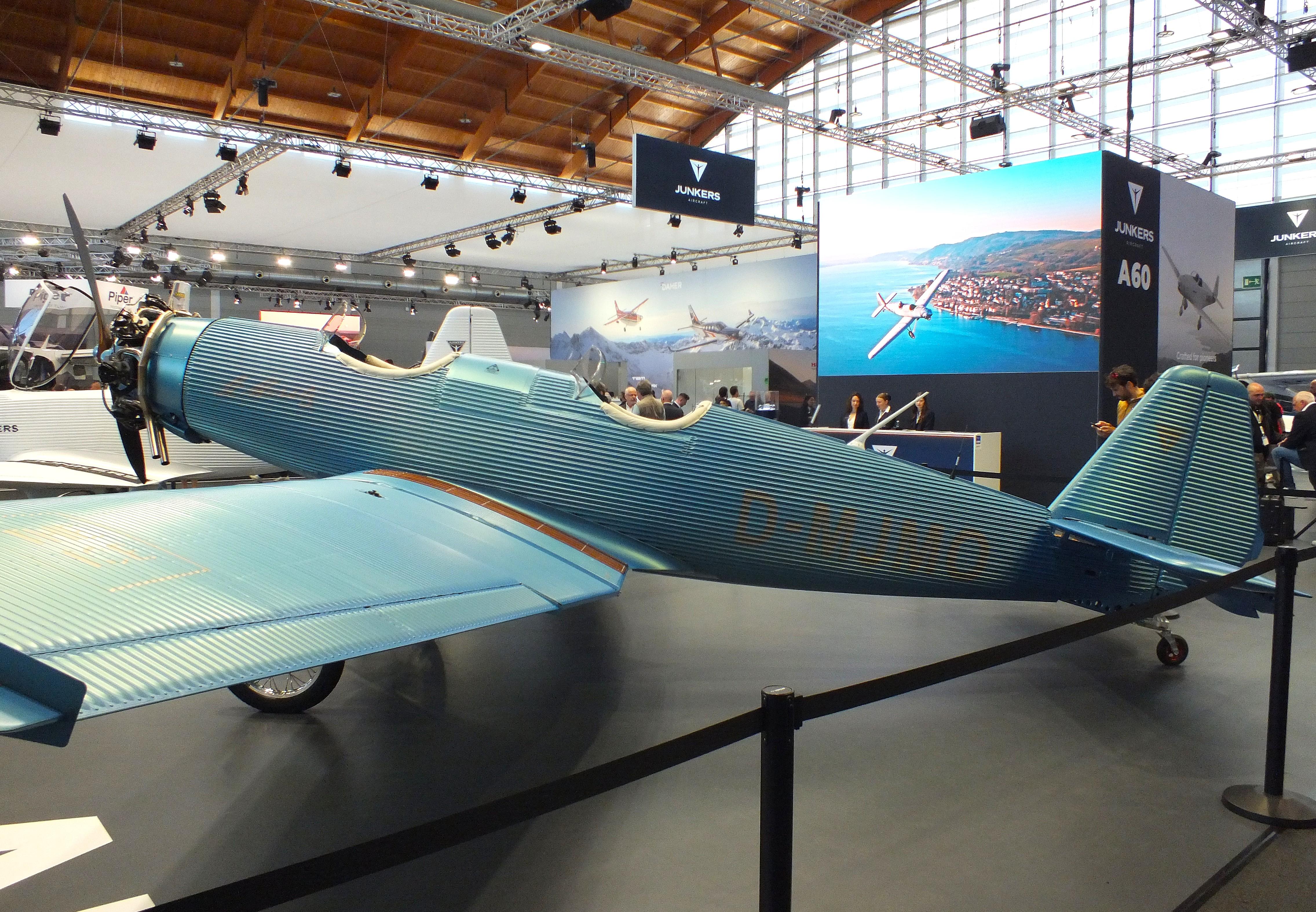 Aircraft D-MJMO, Junkers Flugzeugwerke A 50 ci Junior Heritage replica at the AERO 2026, Friedrichshafen, at EDNY, photo by iwarnecke