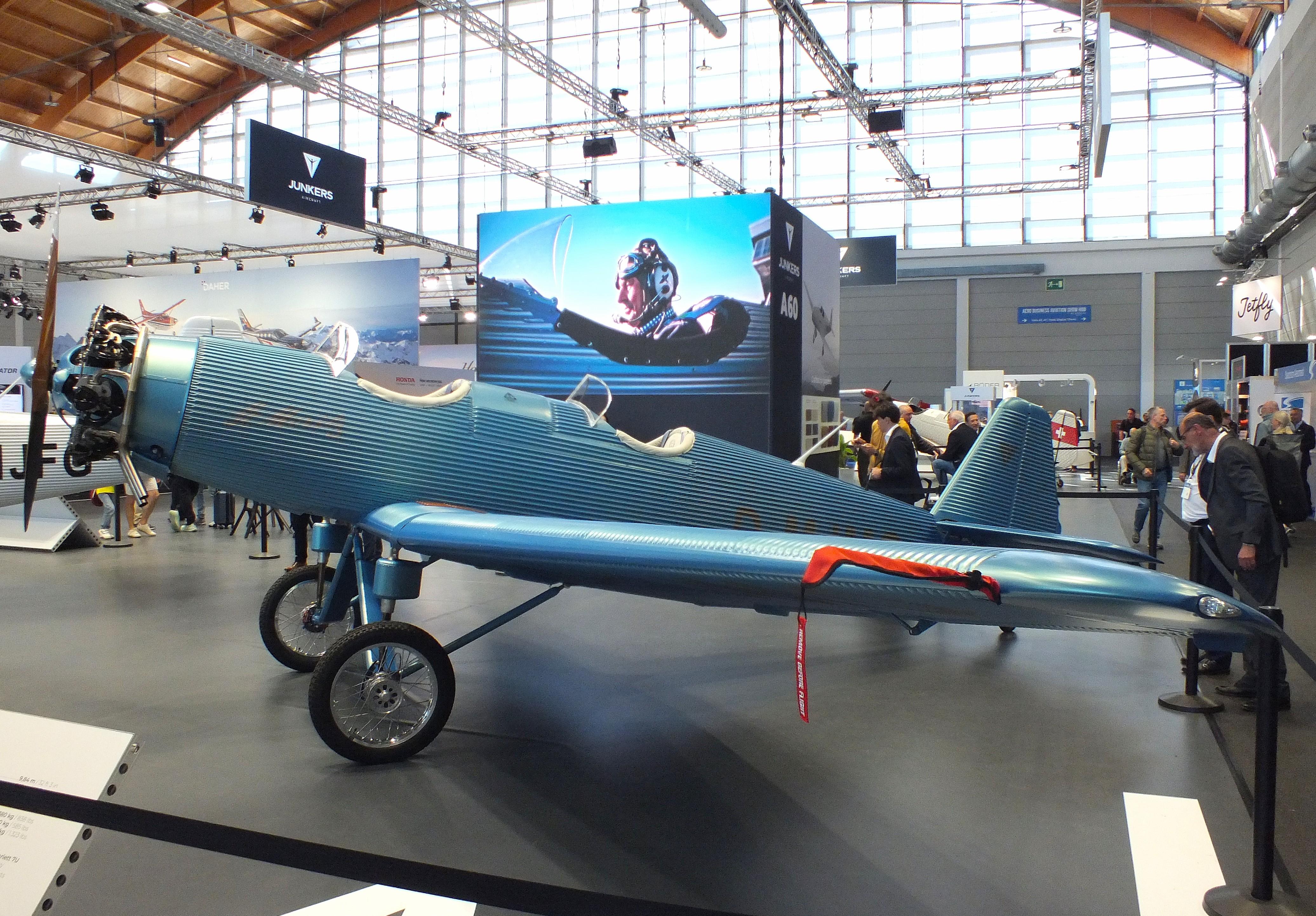 Aircraft D-MJMO, Junkers Flugzeugwerke A 50 ci Junior Heritage replica at the AERO 2026, Friedrichshafen, at EDNY, photo by iwarnecke