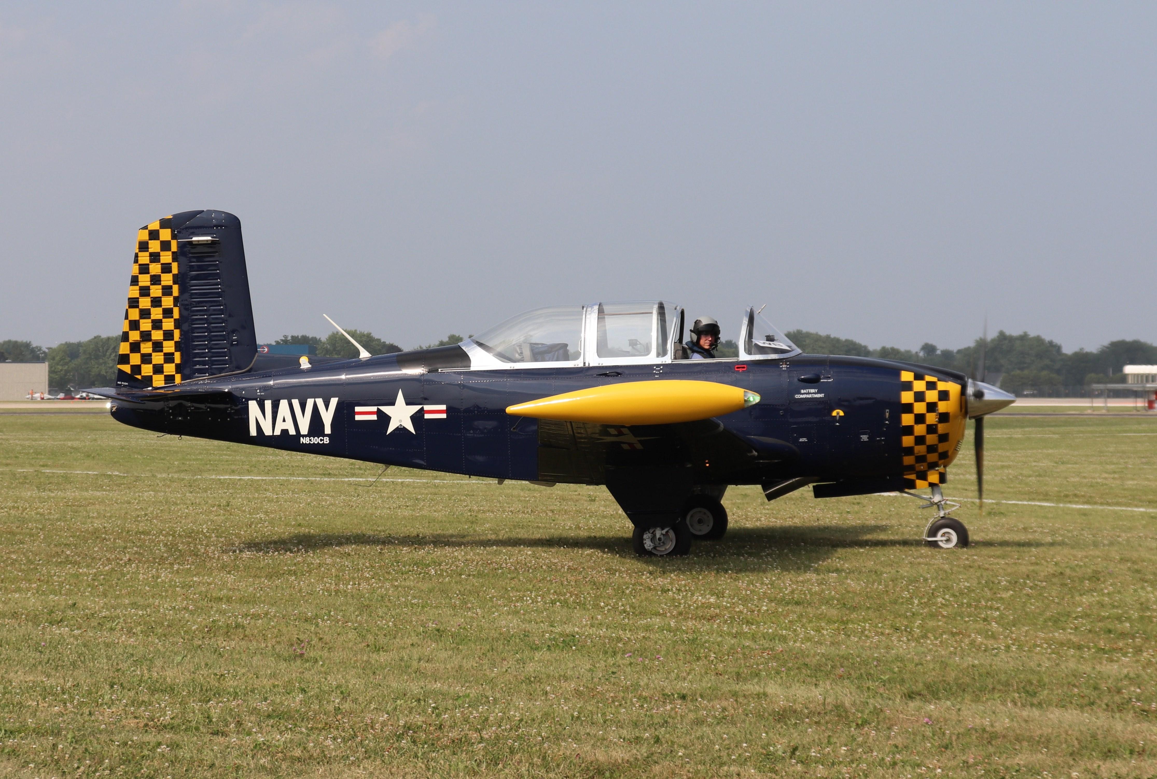 Aircraft N830CB, Beech T-34B, at KOSH, photo by MarkPasqualino