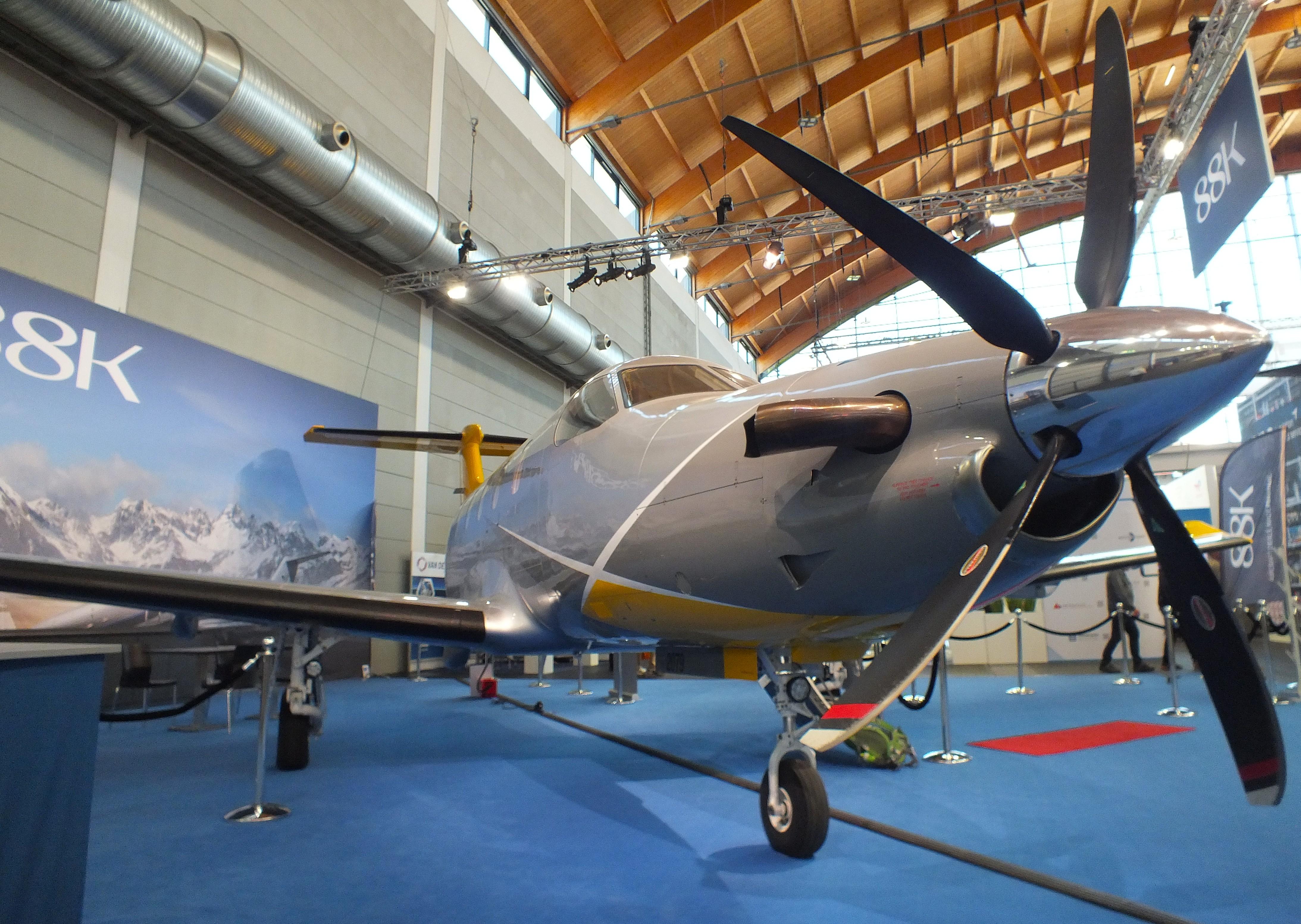 Aircraft F-HPIL, Pilatus PC-12 NGX at the AERO 2026, Friedrichshafen, at EDNY, photo by iwarnecke