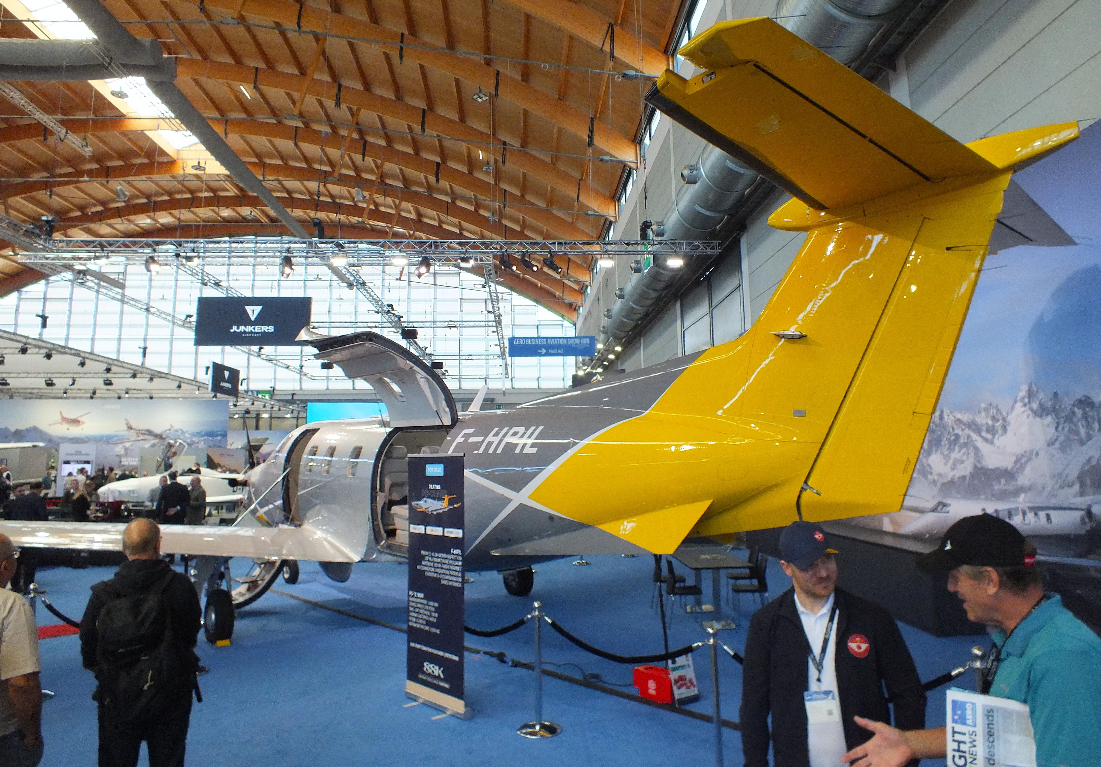 Aircraft F-HPIL, Pilatus PC-12 NGX at the AERO 2026, Friedrichshafen, at EDNY, photo by iwarnecke