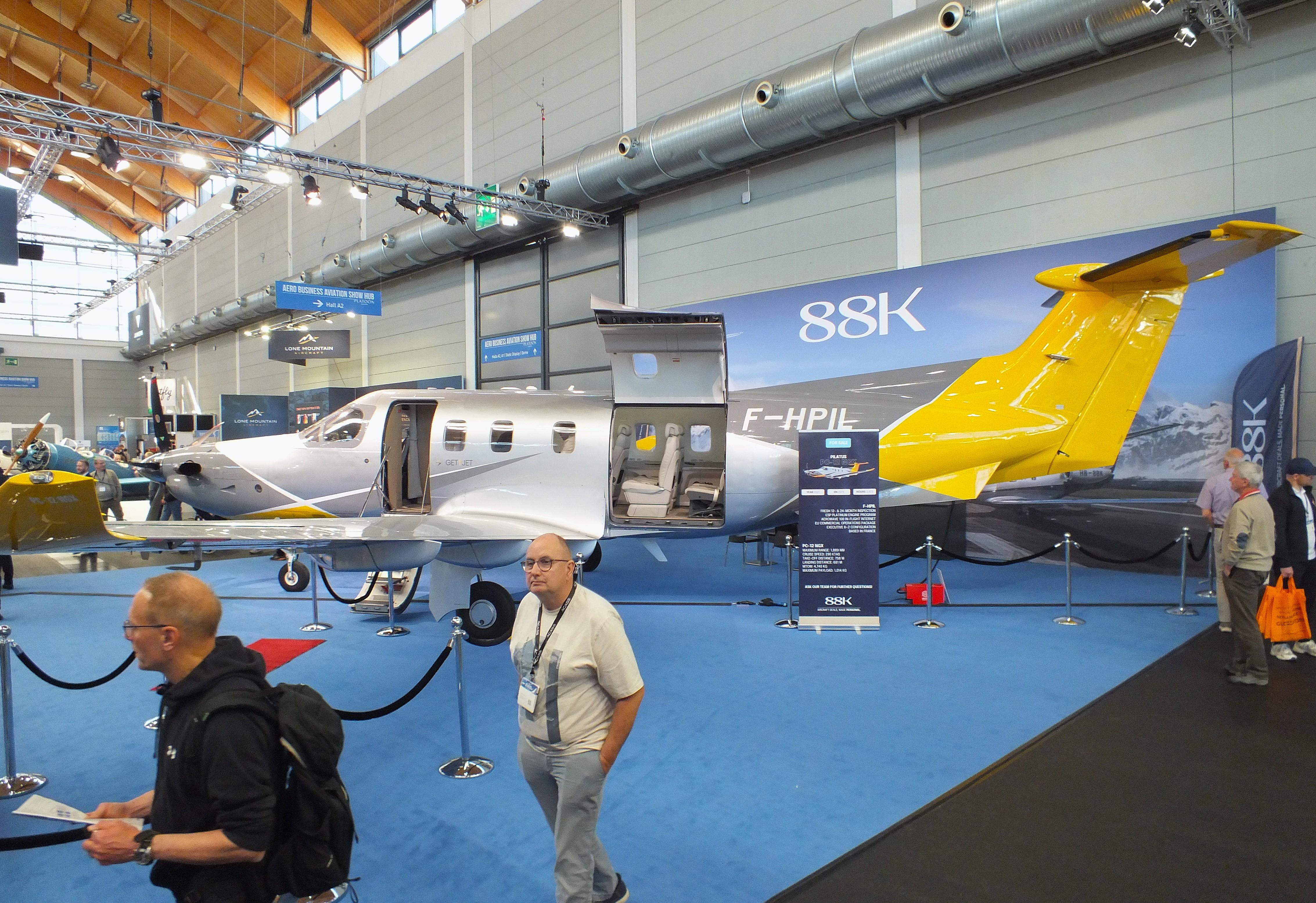 Aircraft F-HPIL, Pilatus PC-12 NGX at the AERO 2026, Friedrichshafen, at EDNY, photo by iwarnecke
