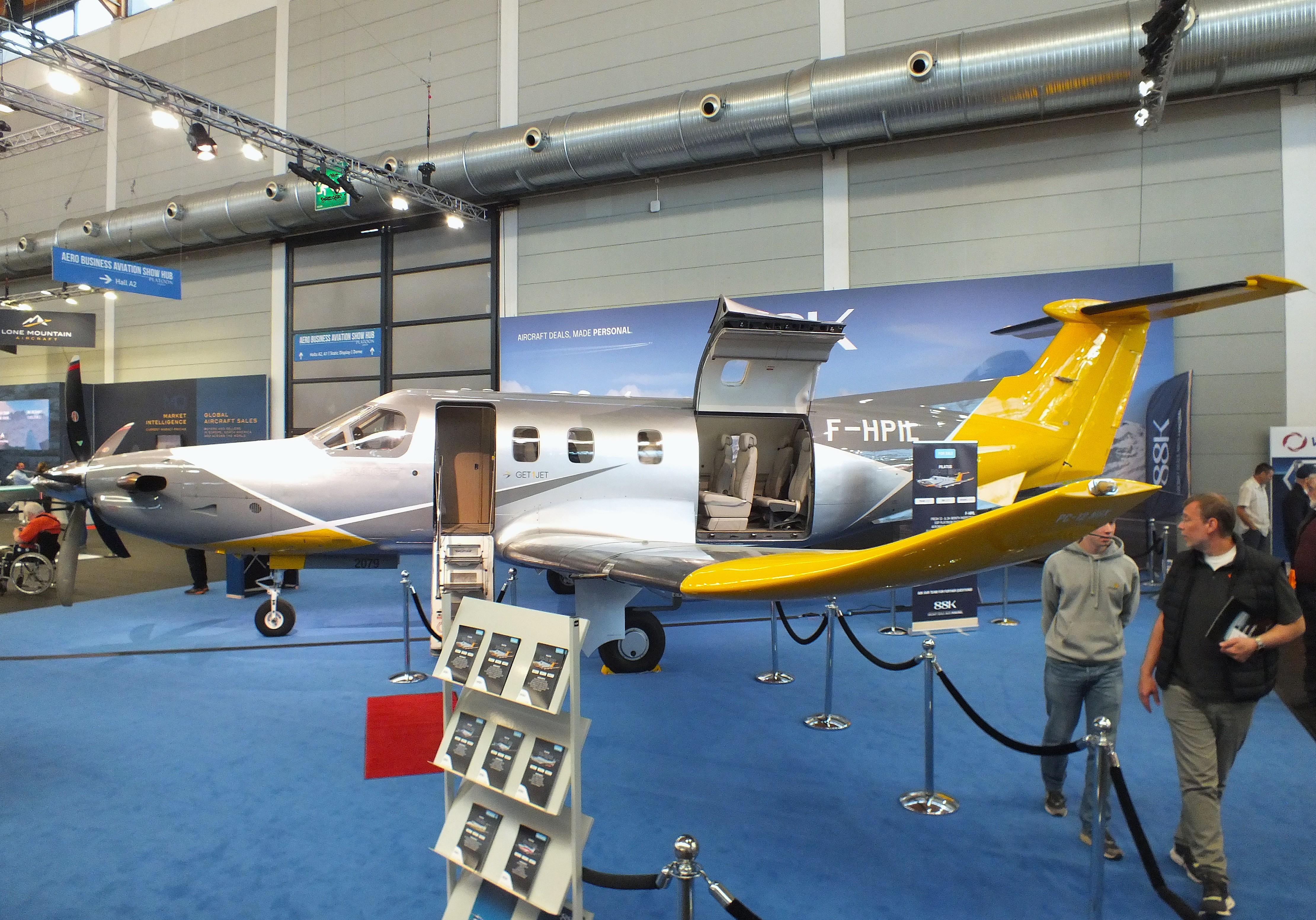 Aircraft F-HPIL, Pilatus PC-12 NGX at the AERO 2026, Friedrichshafen, at EDNY, photo by iwarnecke