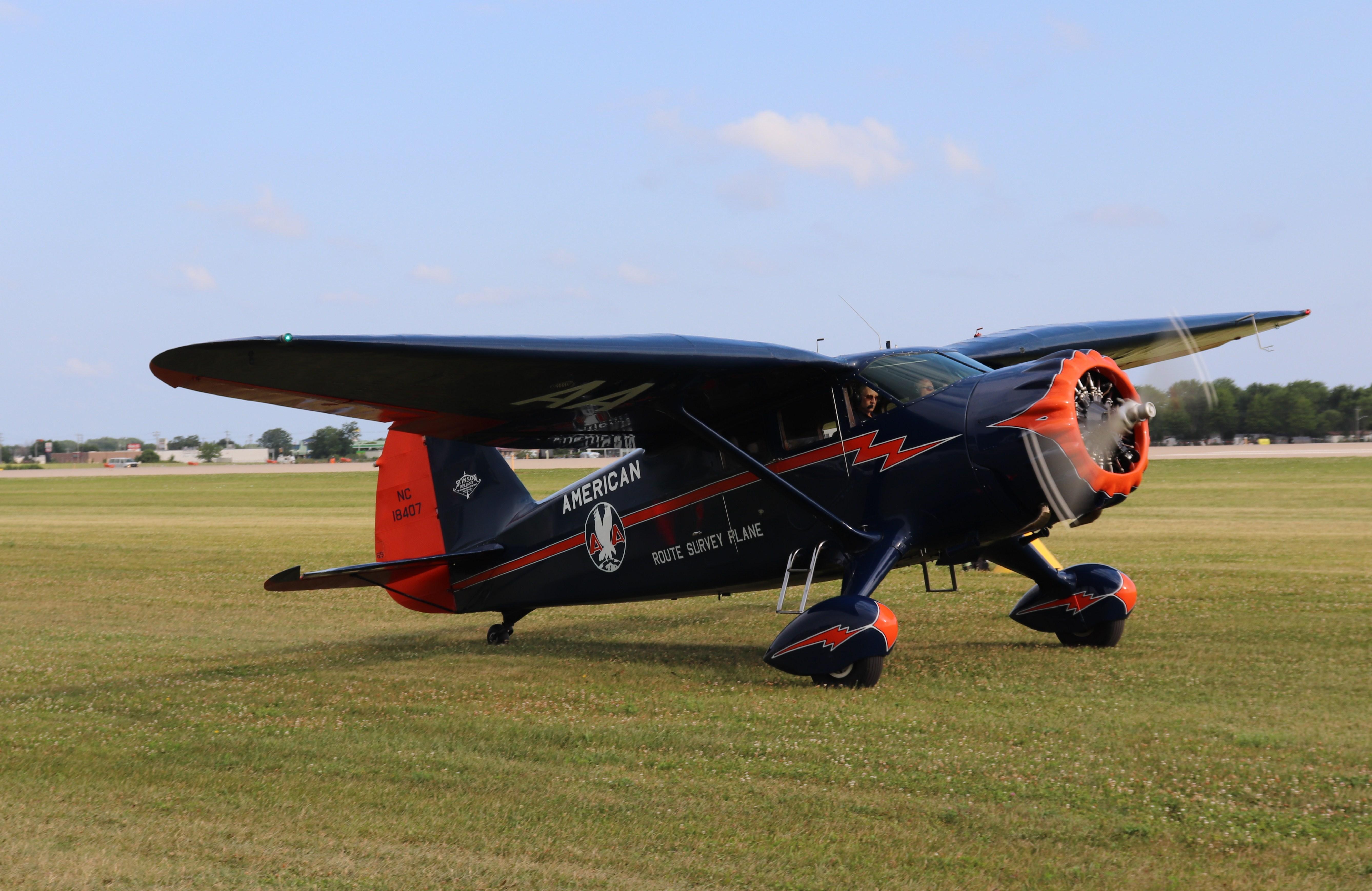 Aircraft N18407, Stinson SR-9C, at KOSH, photo by MarkPasqualino