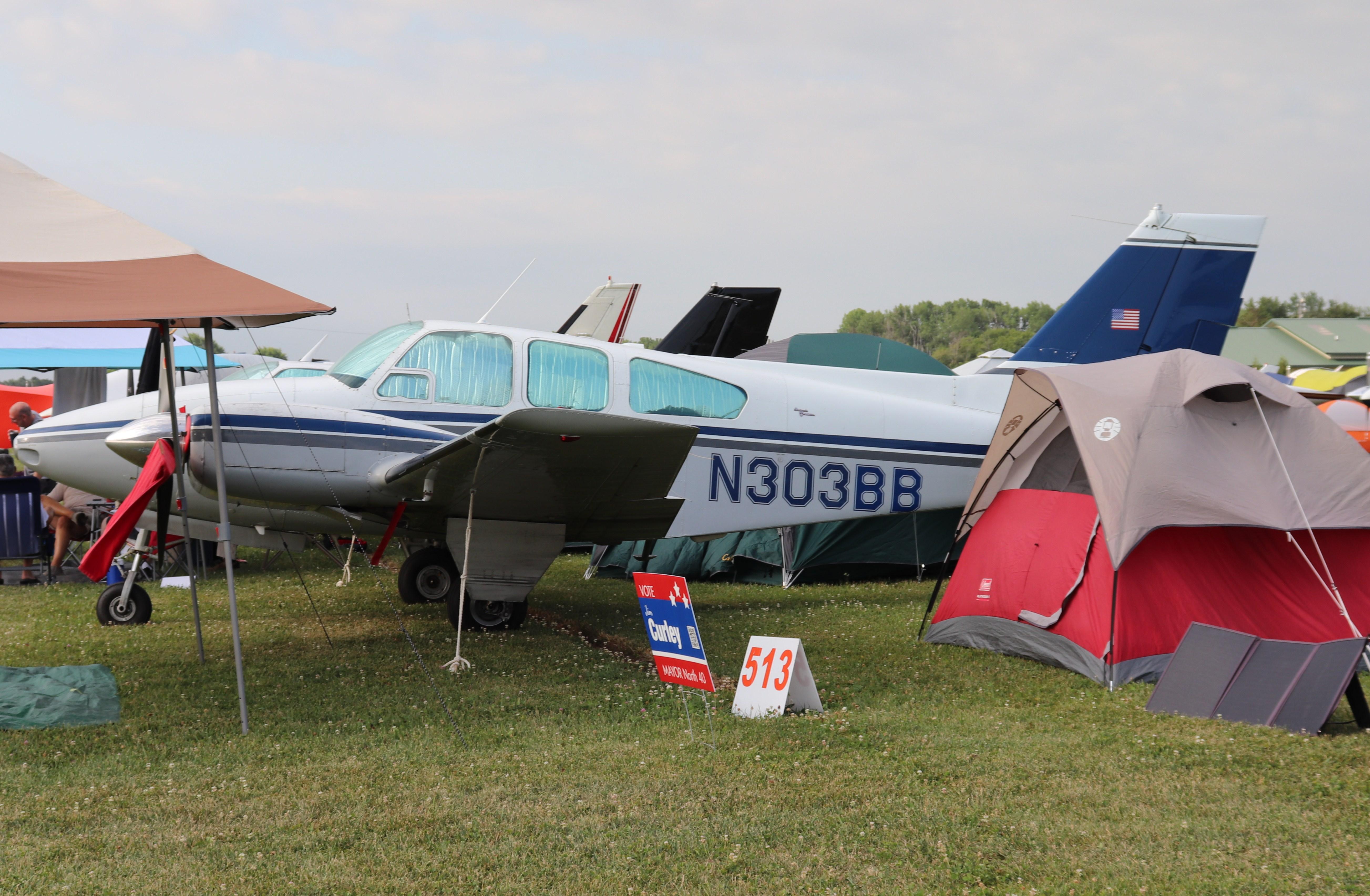 Aircraft N303BB, Beech B55, at KOSH, photo by MarkPasqualino