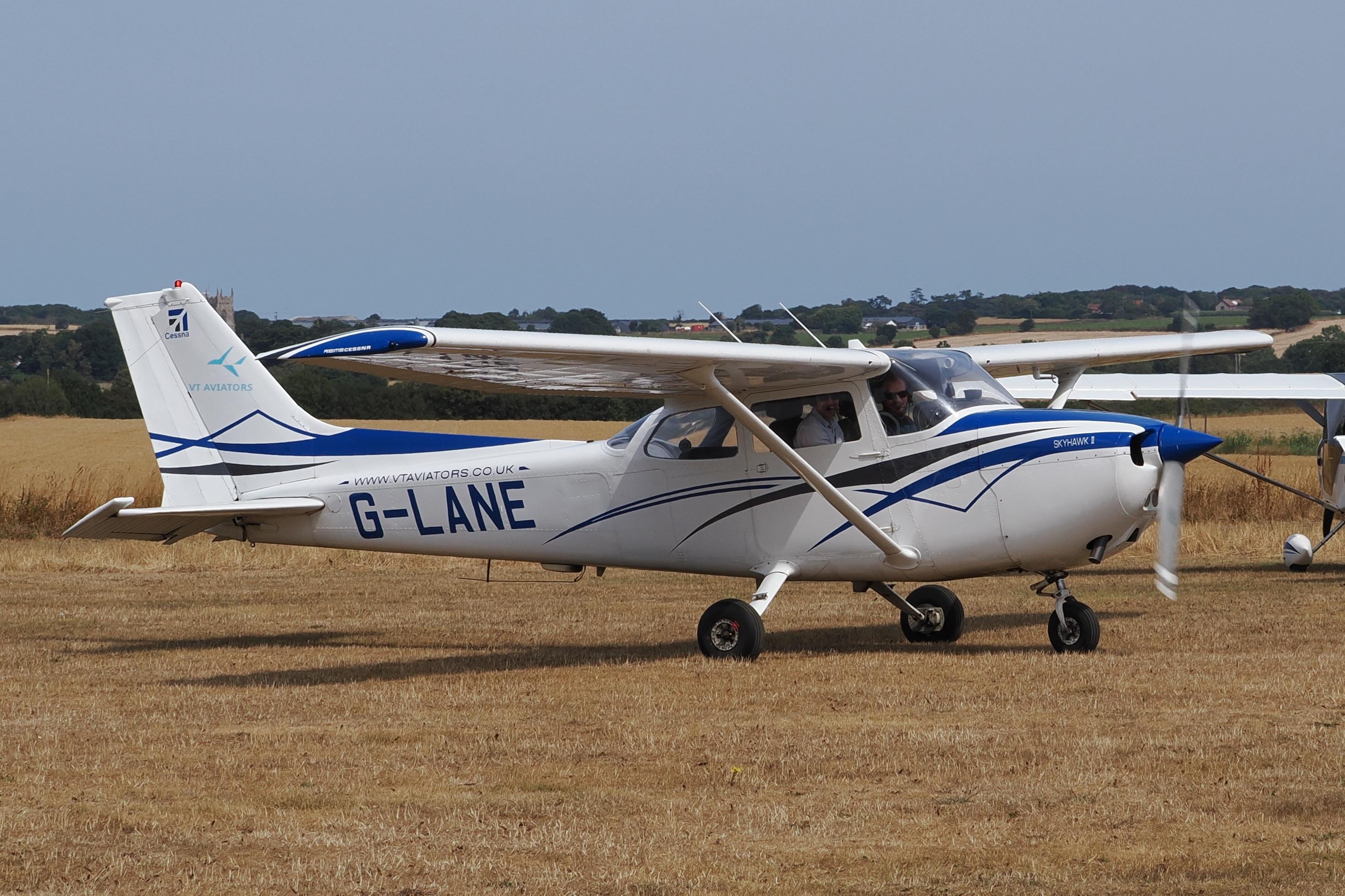 Aircraft G-LANE, Just landed at Northrepps., at X3CX, photo by Graham Reeve